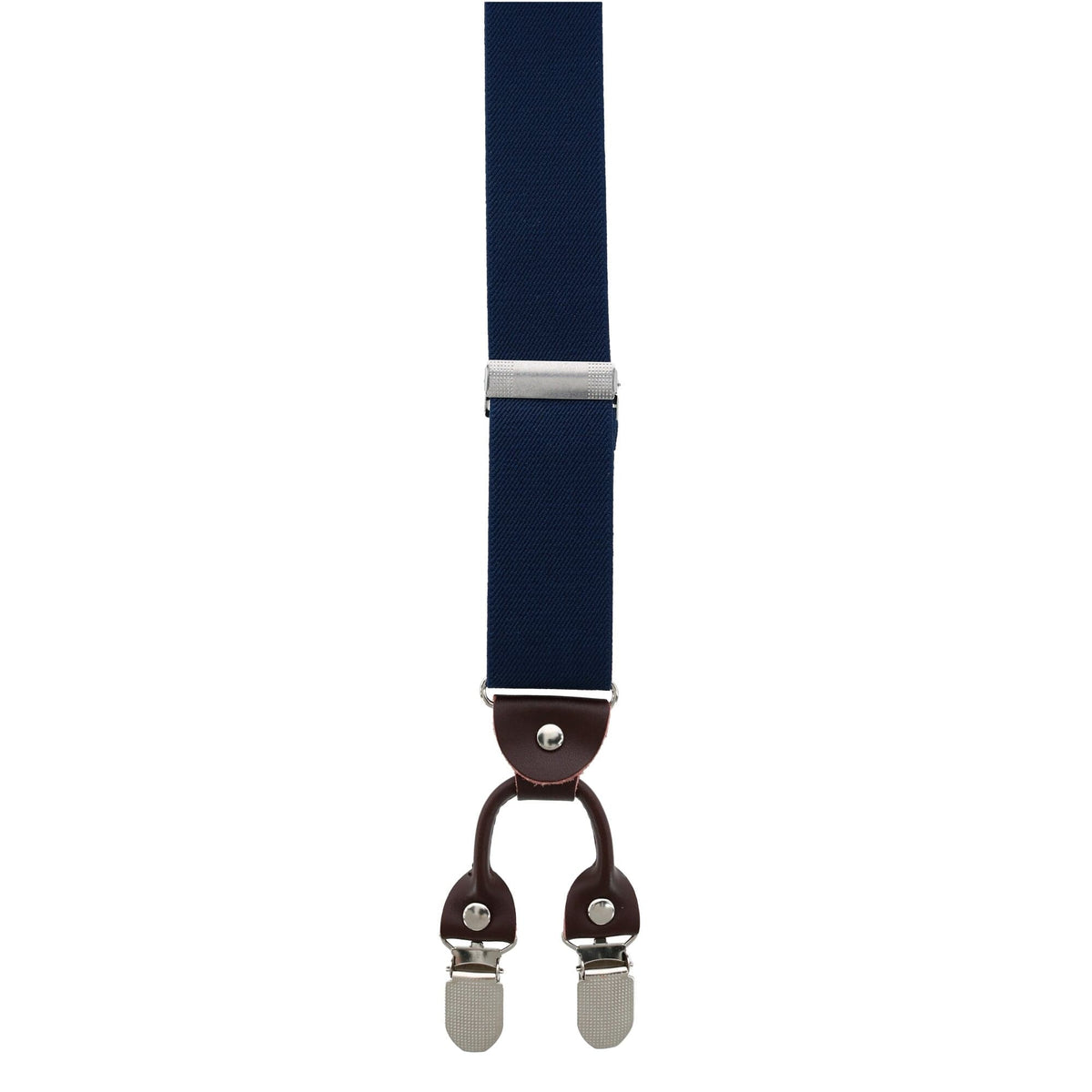 CTM® Men's 1.375 Inch Wide Solid Color Y-Back Double Clip-End Suspenders - Navy