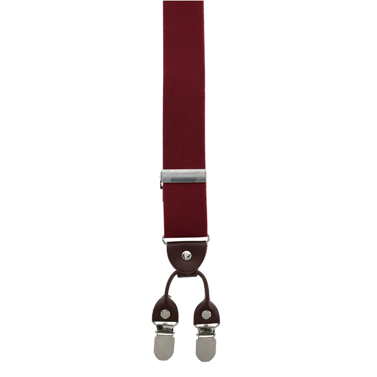 CTM® Men's 1.375 Inch Wide Solid Color Y-Back Double Clip-End Suspenders - Red