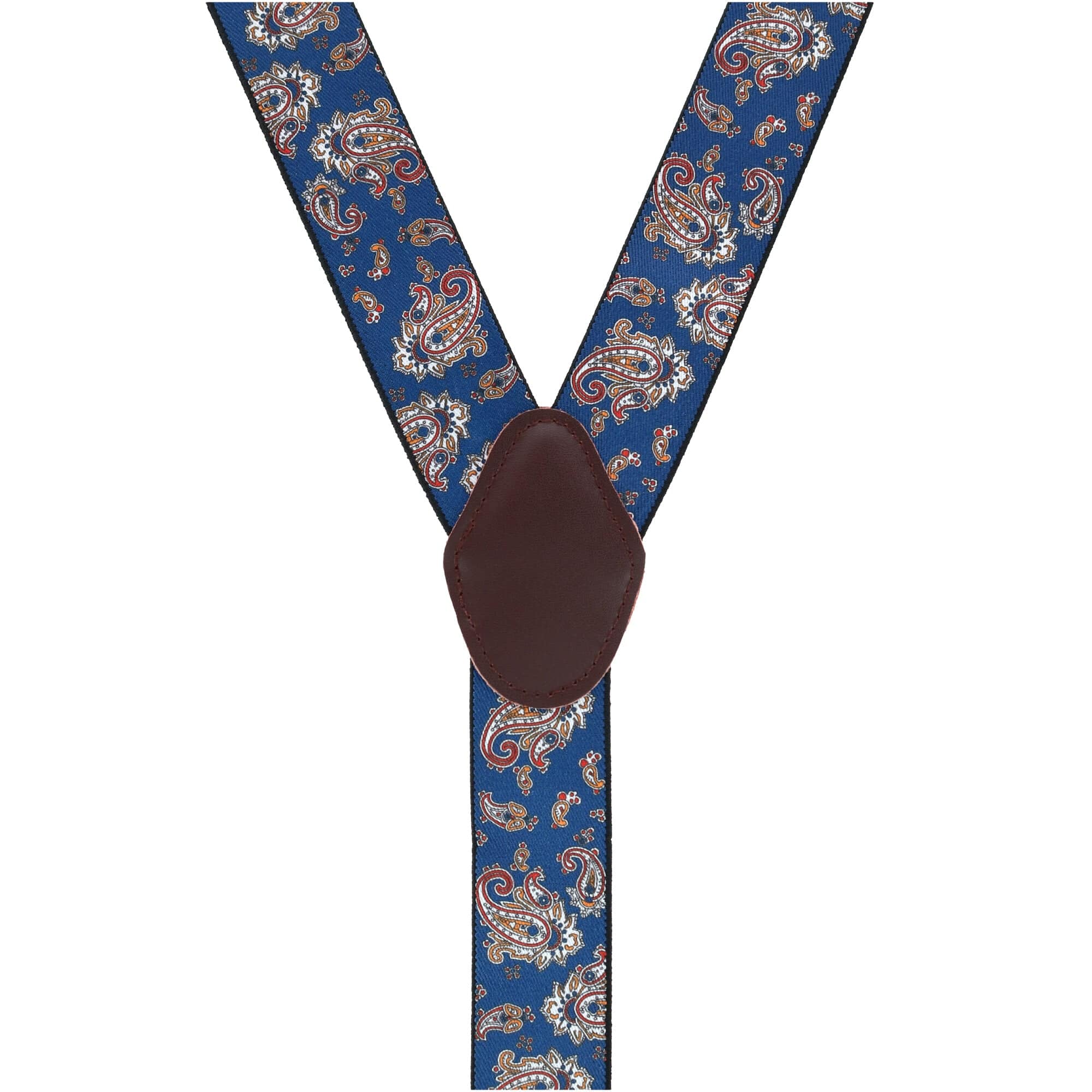 CTM® Men's 1.375 Inch Wide Paisley Print Double Clip-End Suspenders - Blue