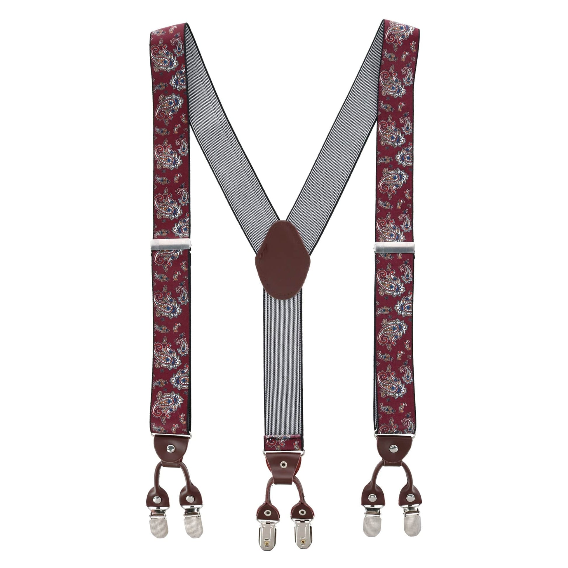 CTM® Men's 1.375 Inch Wide Paisley Print Double Clip-End Suspenders