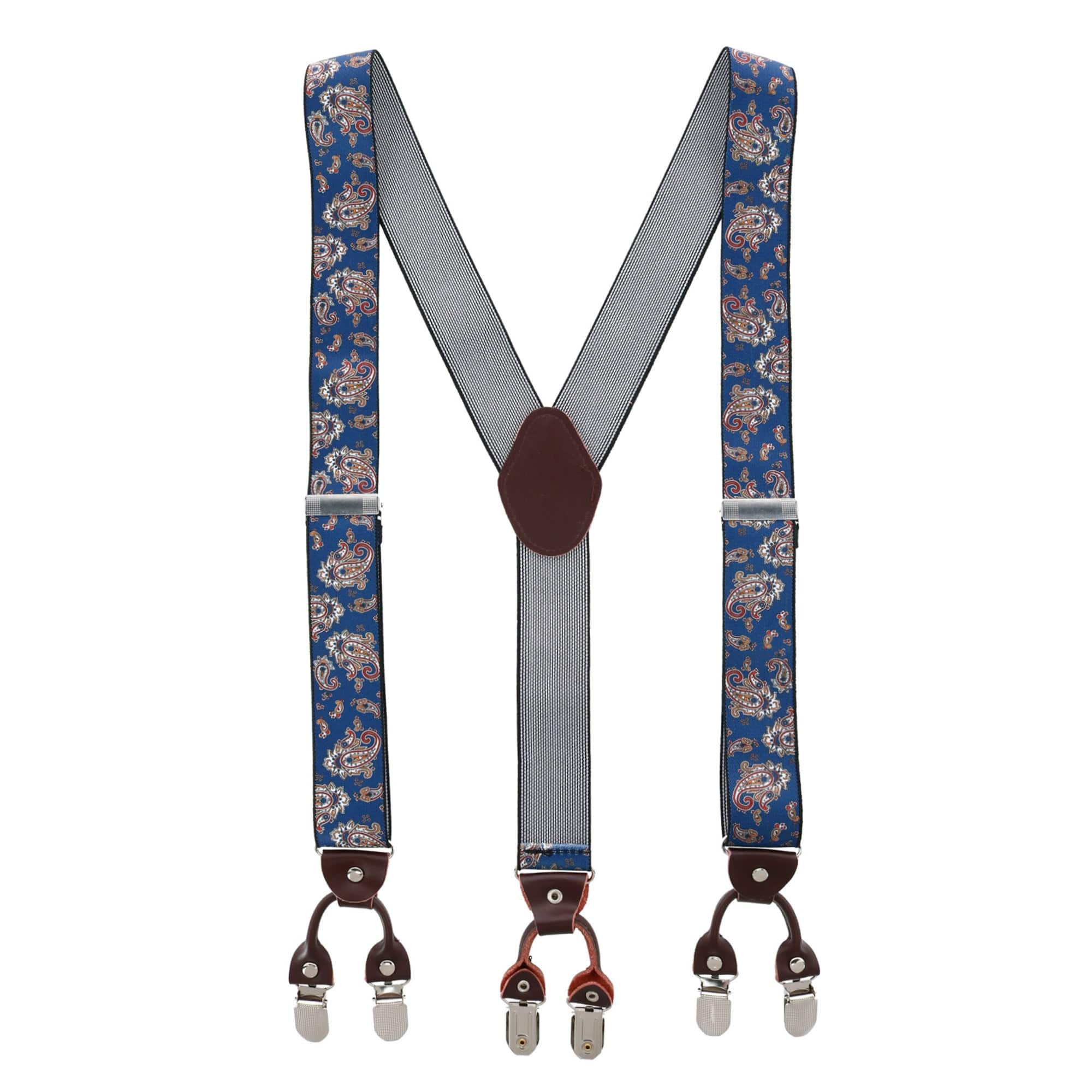 CTM® Men's 1.375 Inch Wide Paisley Print Double Clip-End Suspenders - Men's 1.375 Inch Wide Paisley Print Double Clip-End Suspenders