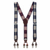 Men's 1.375 Inch Wide Plaid Print Y-Back Double Clip-End Suspenders