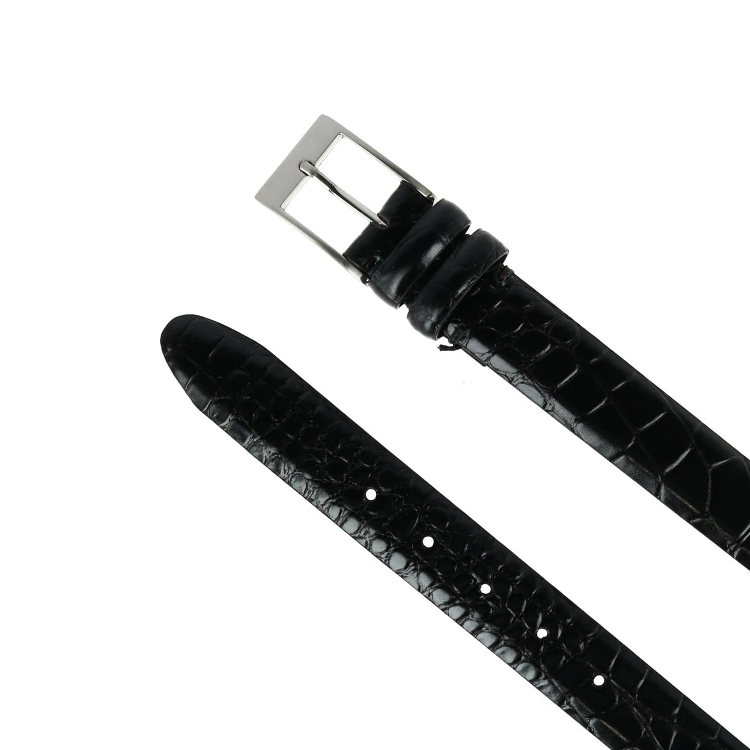 CTM® Men's 1.25 Inch Wide Embossed Leather Croc Print Belt - Black
