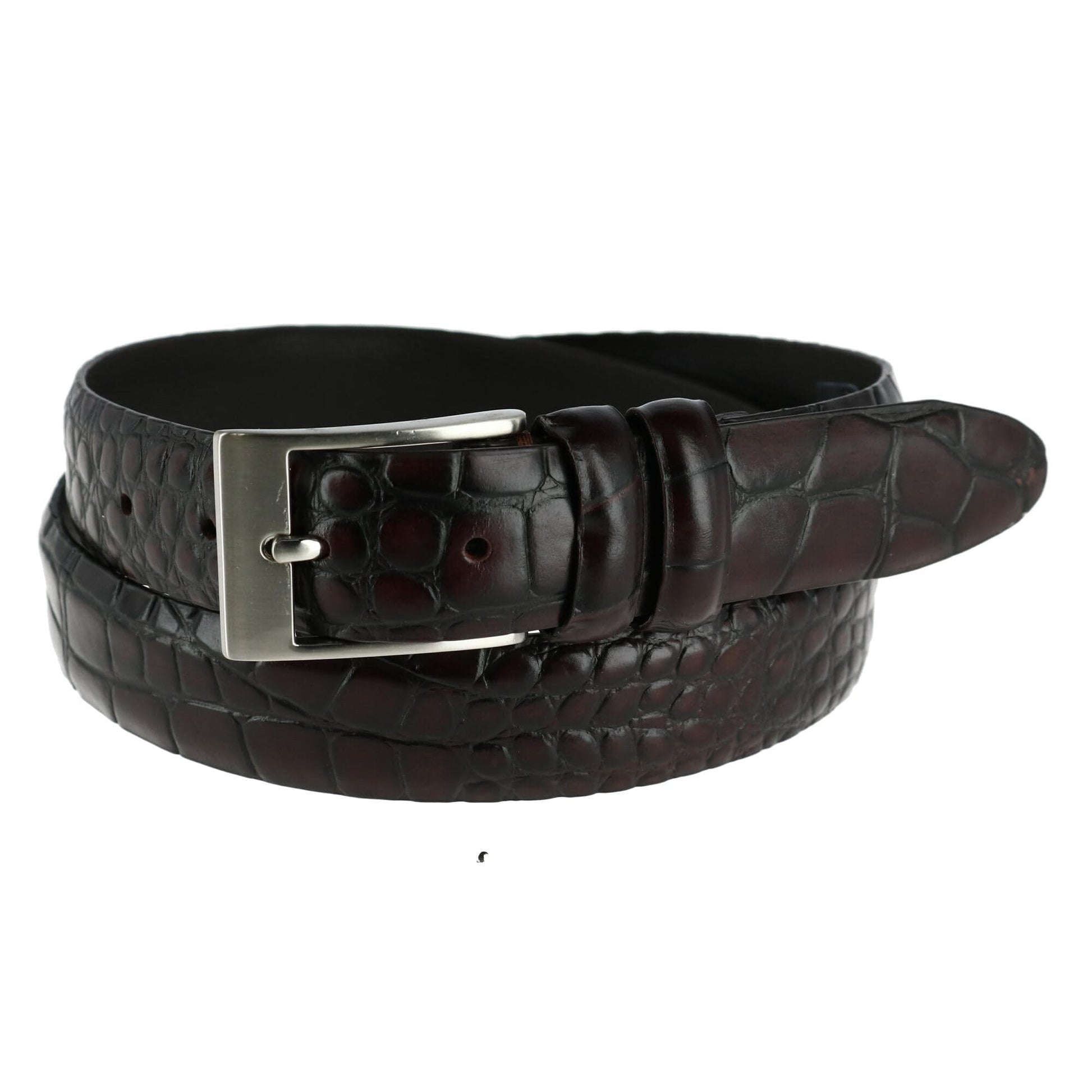 CTM® Men's 1.25 Inch Wide Embossed Leather Croc Print Belt