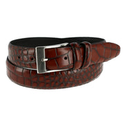 Men's 1.25 Inch Wide Embossed Leather Croc Print Belt