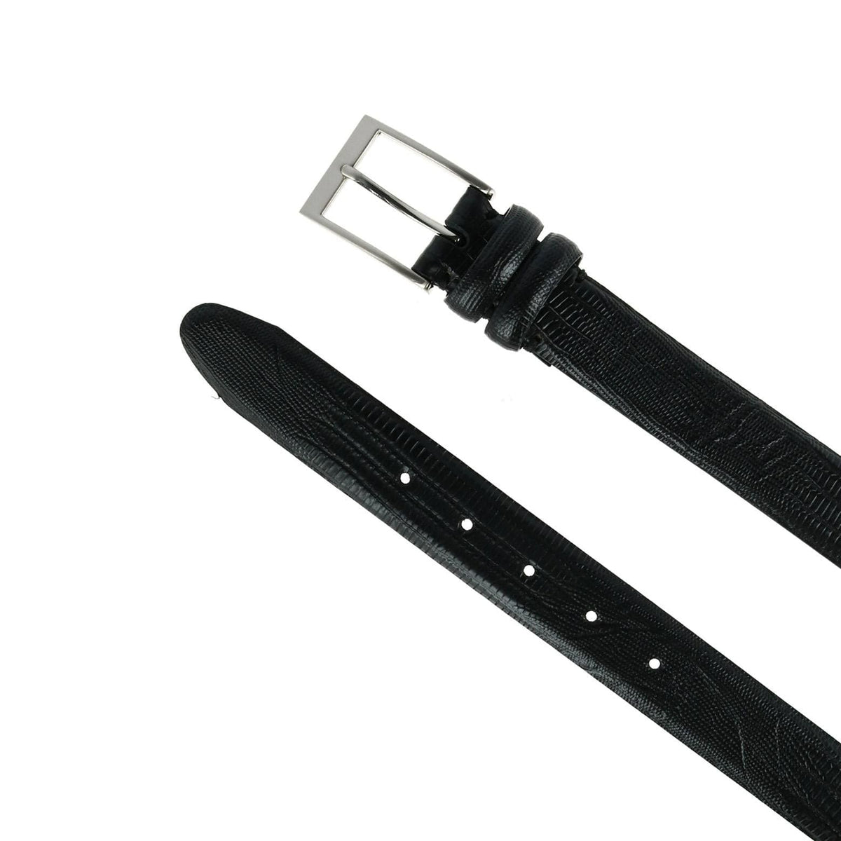 Toneka Men's Big & Tall Leather Lizard Print Belt - Black