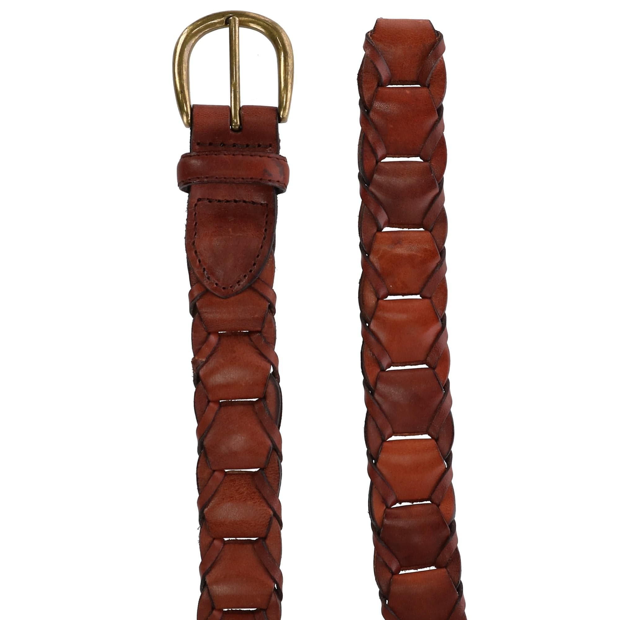 CTM® Men's 1.25 Inch Wide Leather Link Belt - Brown