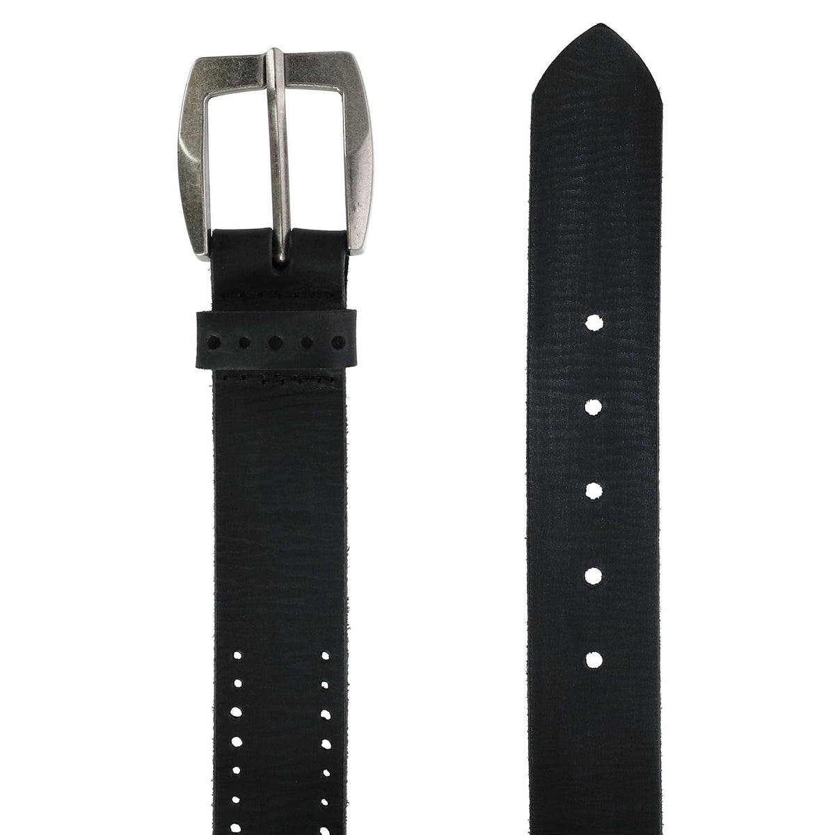 CTM® Men's Distressed Leather Bridle Belt with Perforations - Black