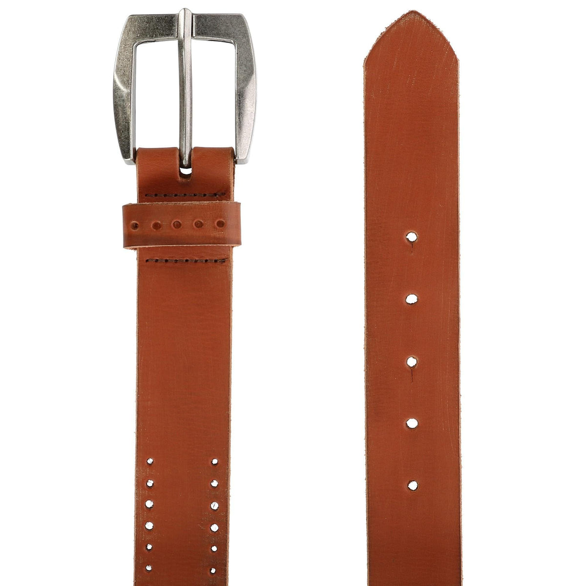 CTM® Men's Distressed Leather Bridle Belt with Perforations - Tan