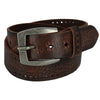 Men's Distressed Leather Bridle Belt with Perforations