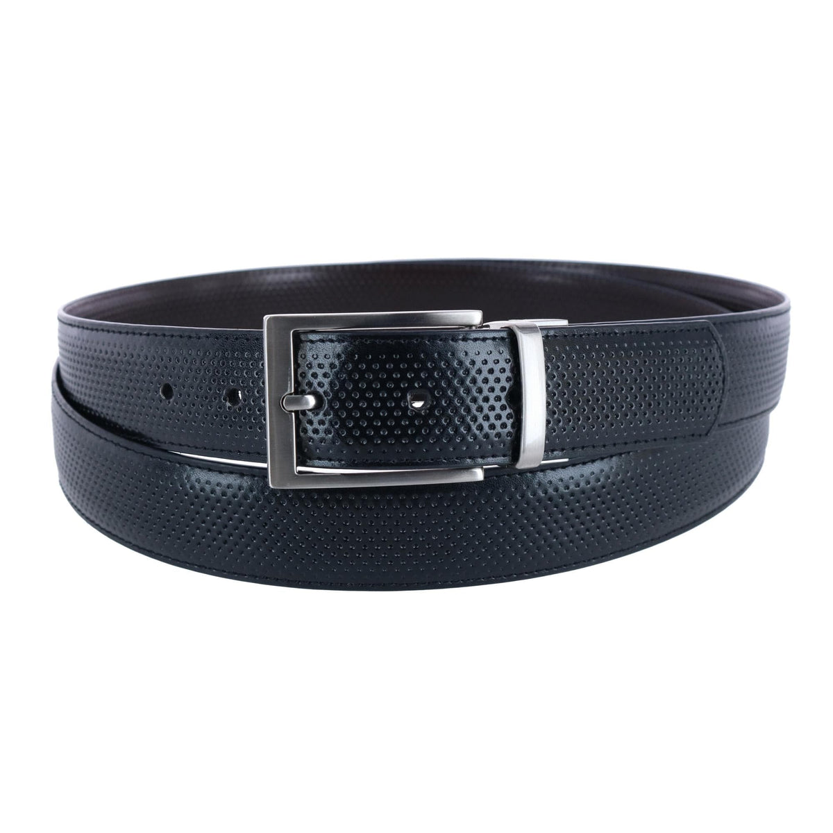 CTM® Men's Big & Tall Reversible Perforated Dress Belt - Black to Brown