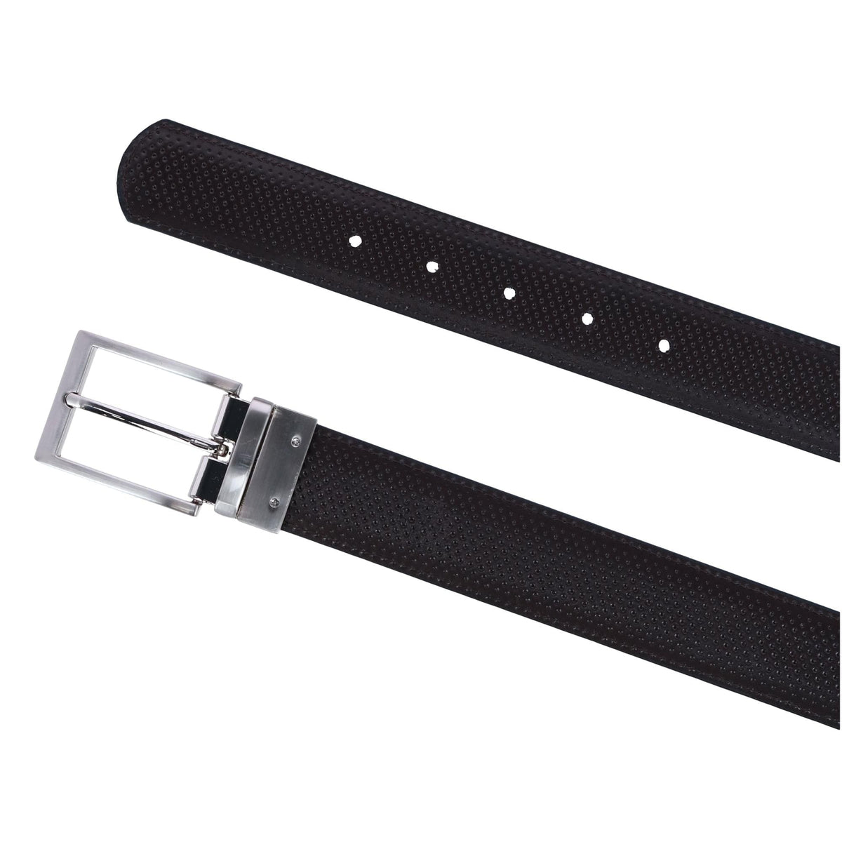 CTM® Men's Big & Tall Reversible Perforated Dress Belt - Black to Brown