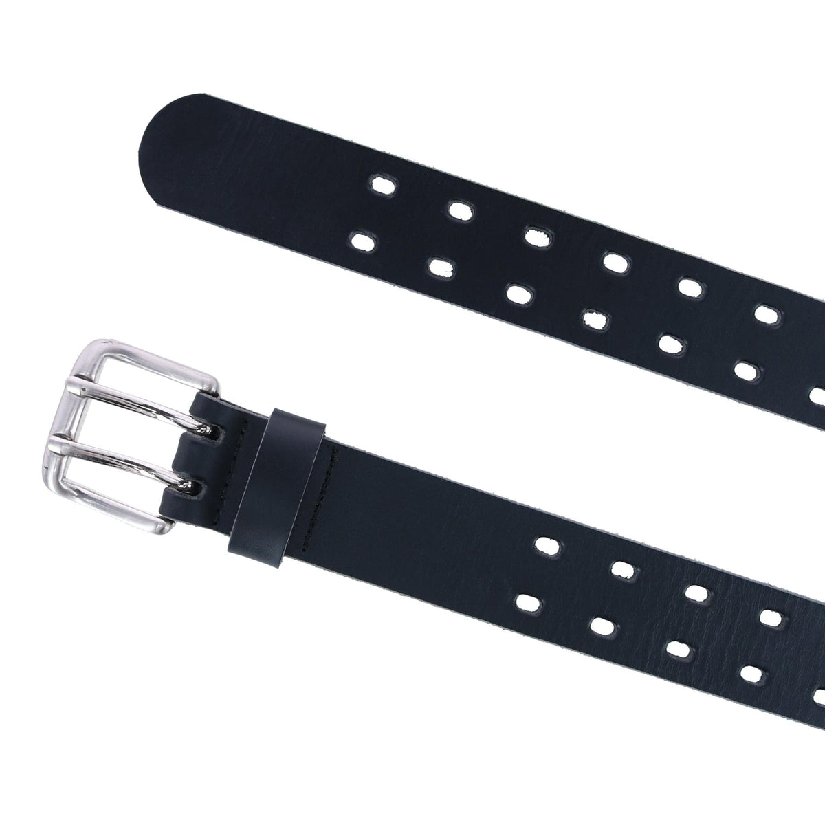Toneka Men's Double Hole Bridle Belt - Black