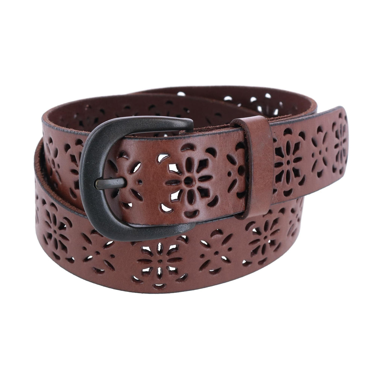 CTM® Women's Perforated Design Leather Belt