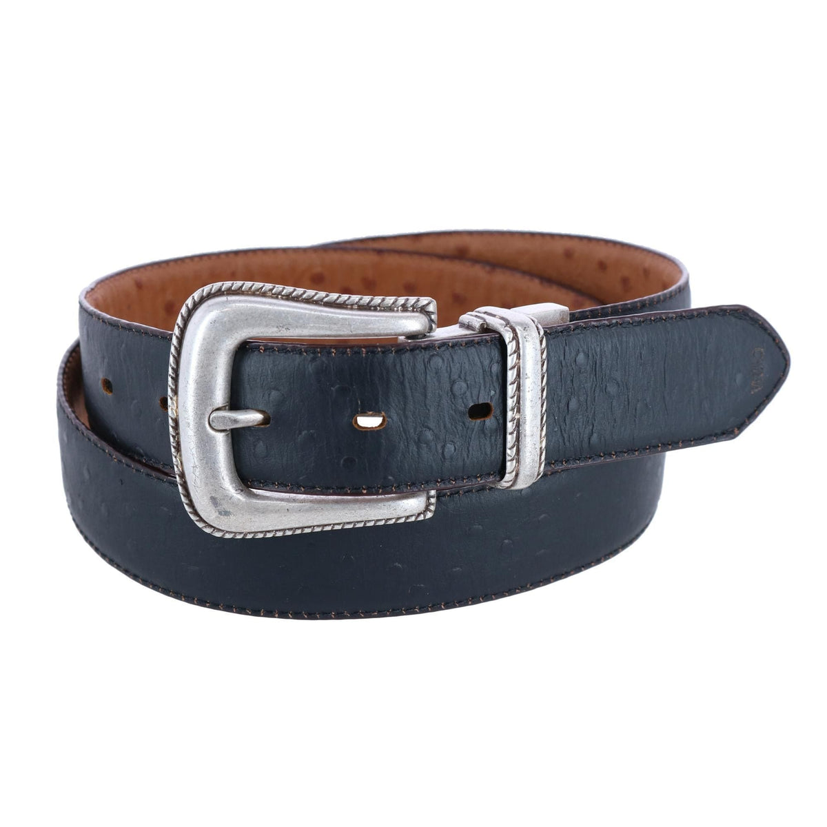 Toneka Reversible Ostrich Print Belt - Tan to Black