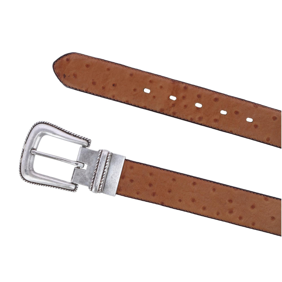 Toneka Reversible Ostrich Print Belt - Tan to Black