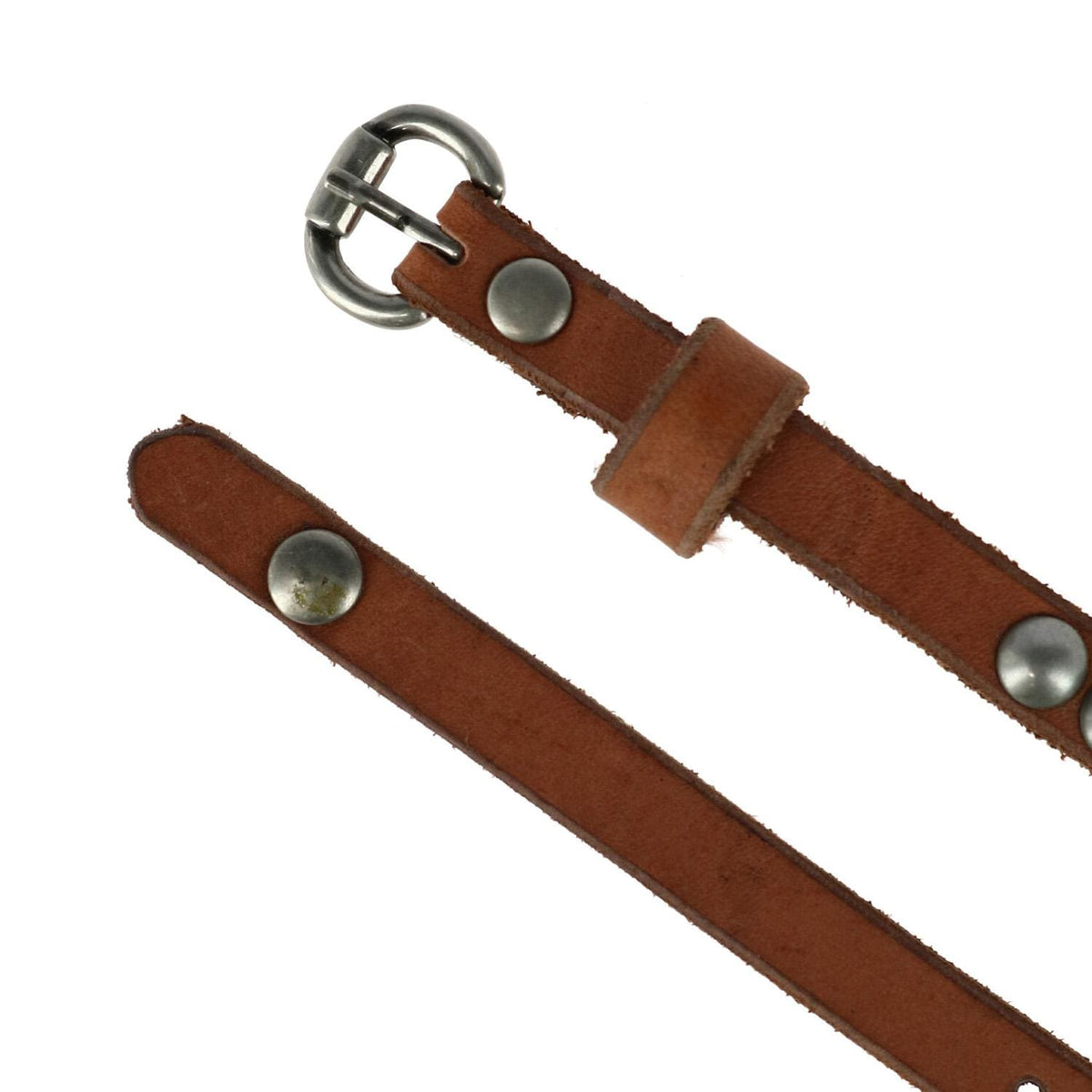 CTM® Women's Skinny Leather Belt - Brown