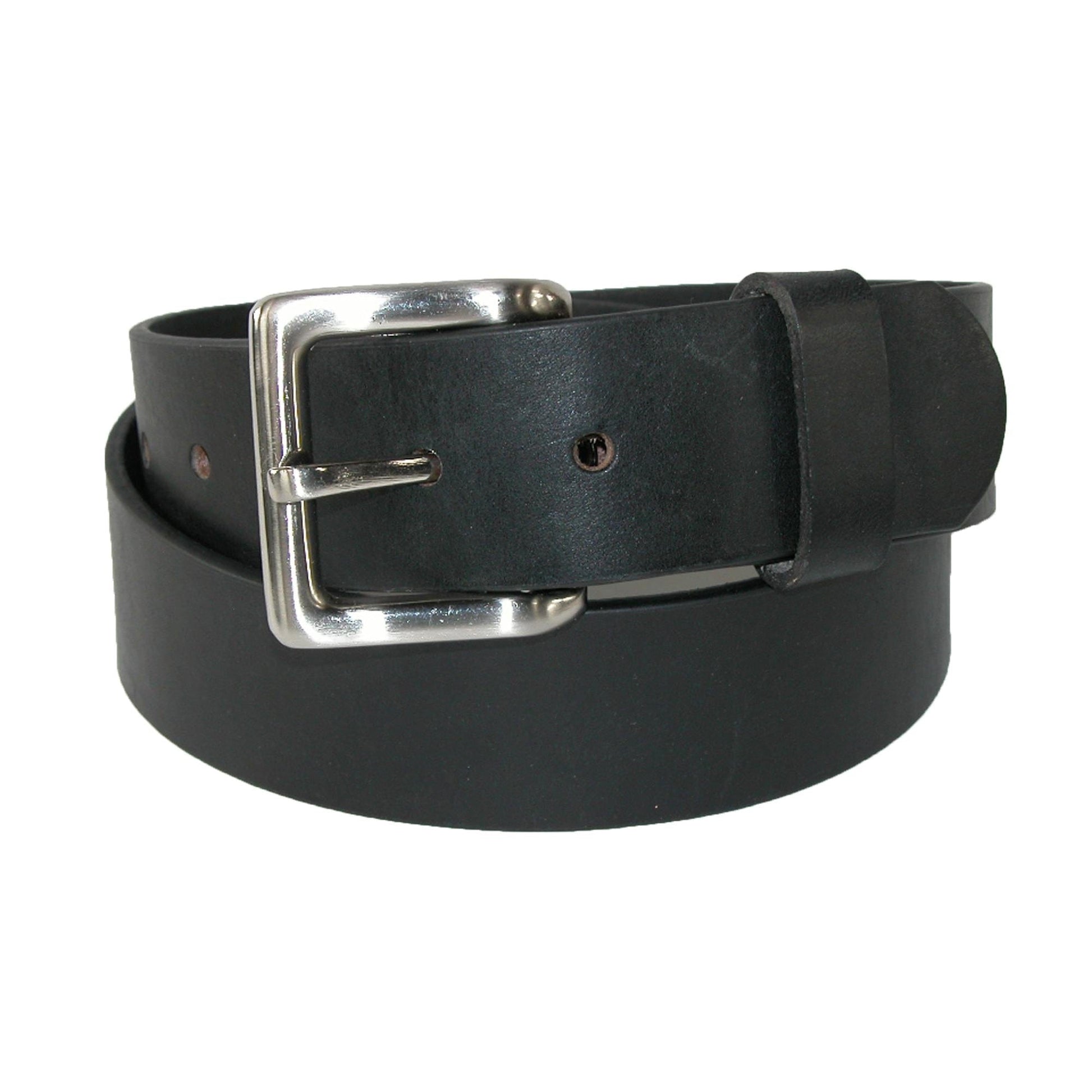CTM® Men's Leather Bridle Belt with Removable Buckle - Black