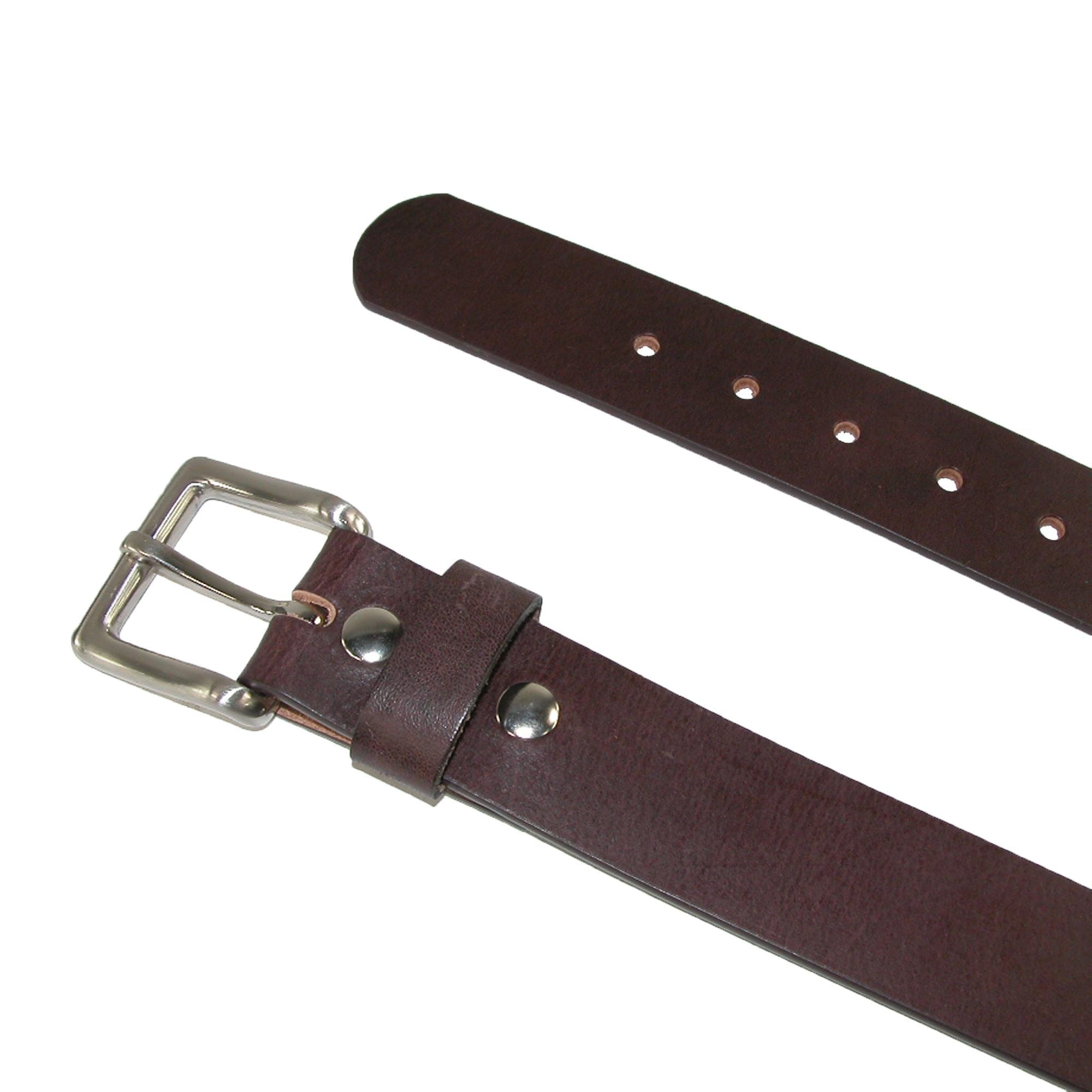 CTM® Men's Leather Bridle Belt with Removable Buckle - Black