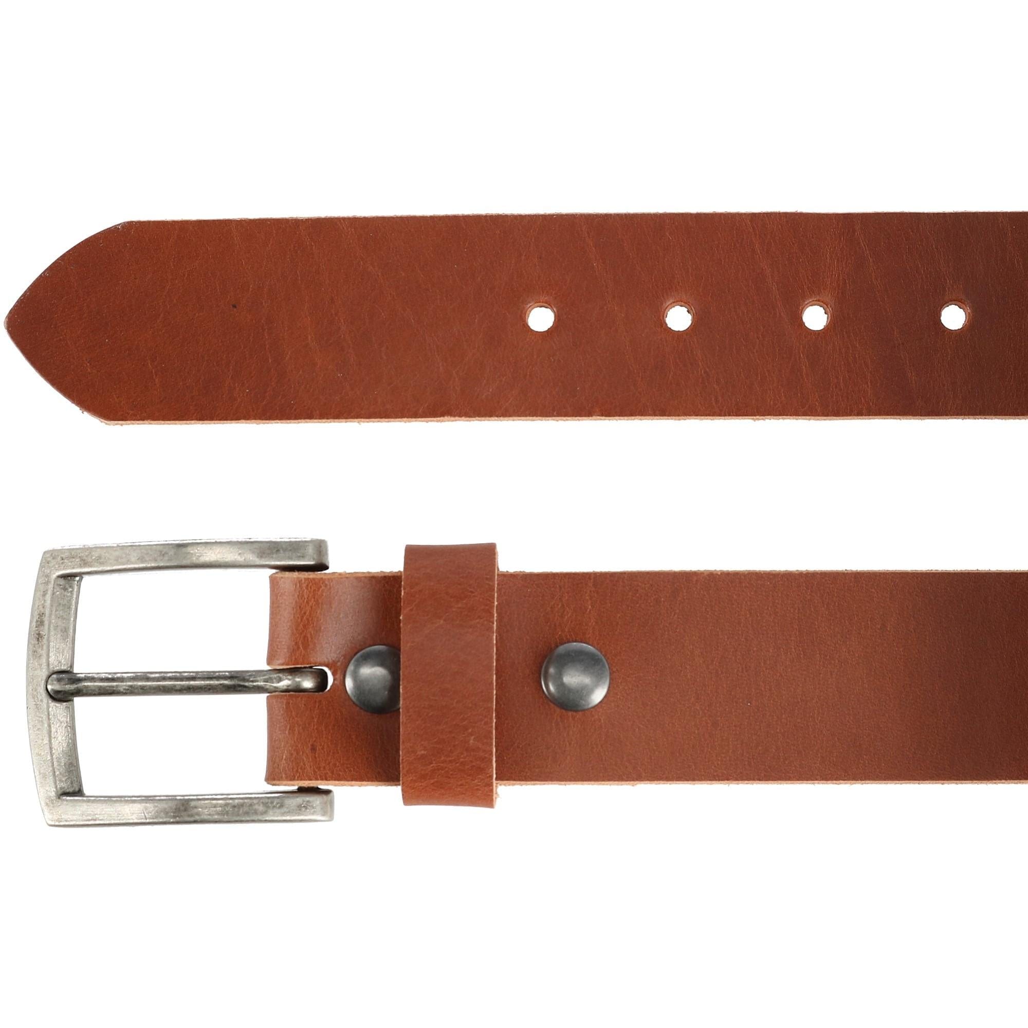 CTM® Men's Leather Bridle Belt with Removable Buckle - Tan