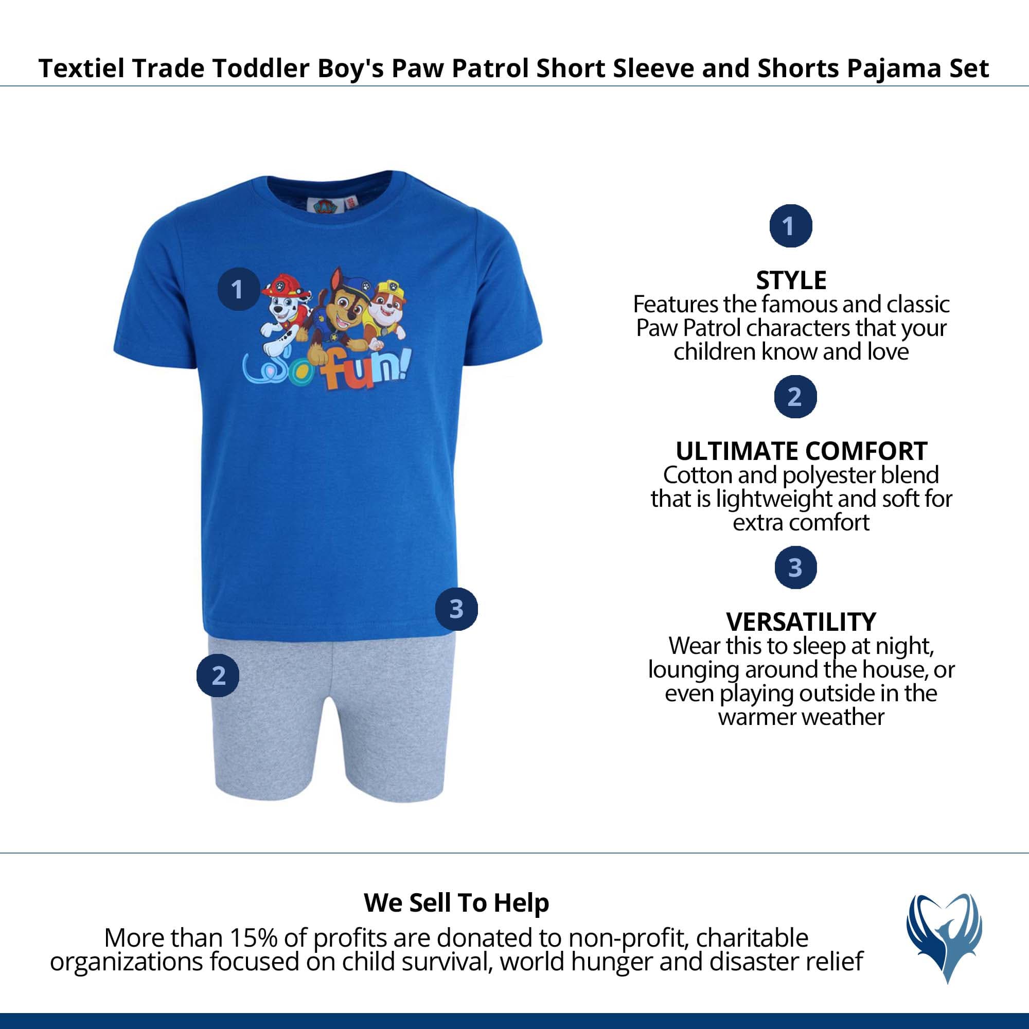 Textiel Trade Toddler Boy's Paw Patrol Short Sleeve and Shorts Pajama Set - Blue