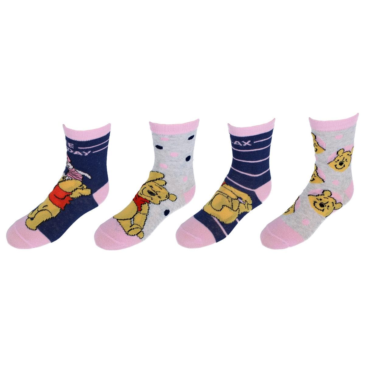 Textiel Trade Kid's Winnie the Pooh Fun Day Sneaker Socks (4 Pack)