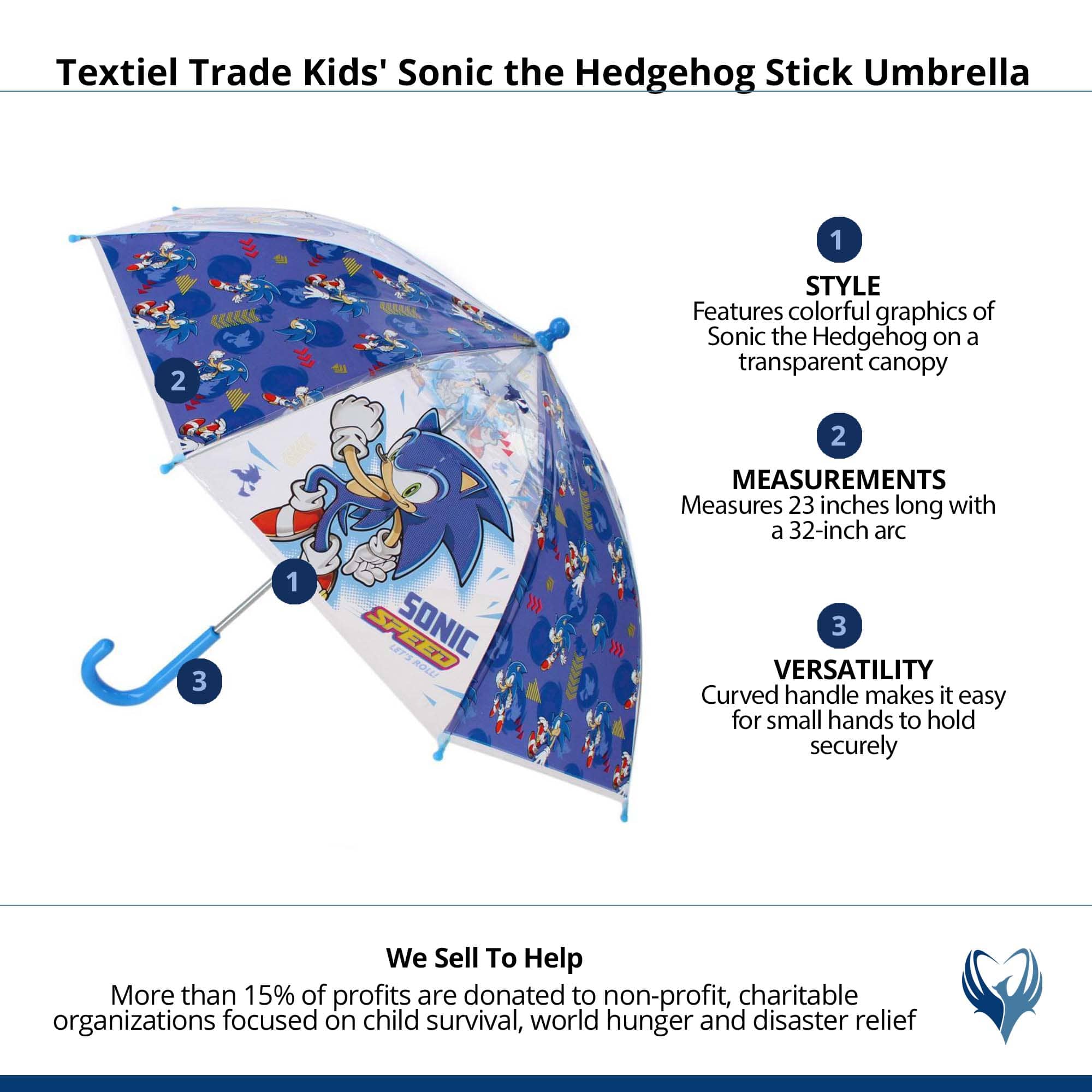 Textiel Trade Kids' Sonic the Hedgehog Stick Umbrella - Blue