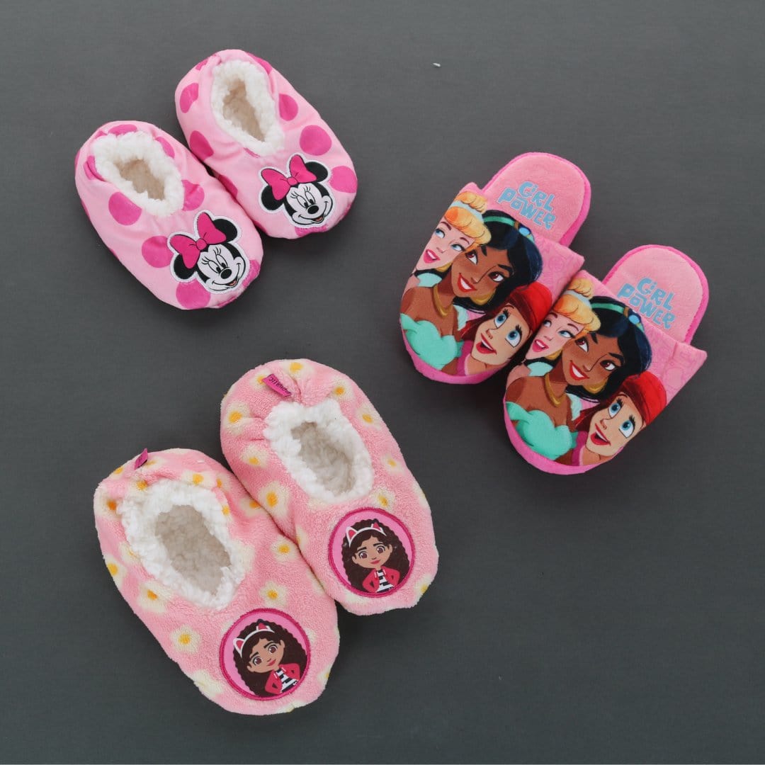 Textiel Trade Girl's Disney Minnie Mouse & Polka Dots Anti-Slip Slippers - Pink