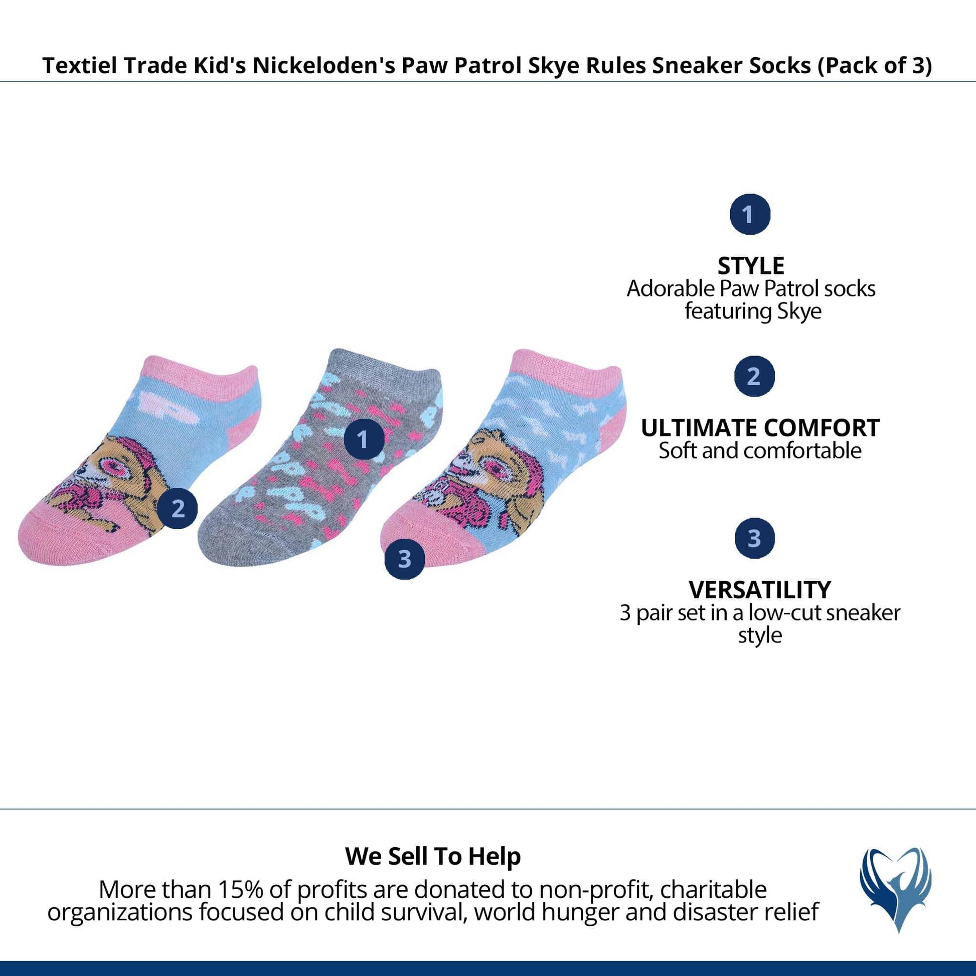 Textiel Trade Kid's Nickeloden's Paw Patrol Skye Rules Socks (Pack of 3) - Blue