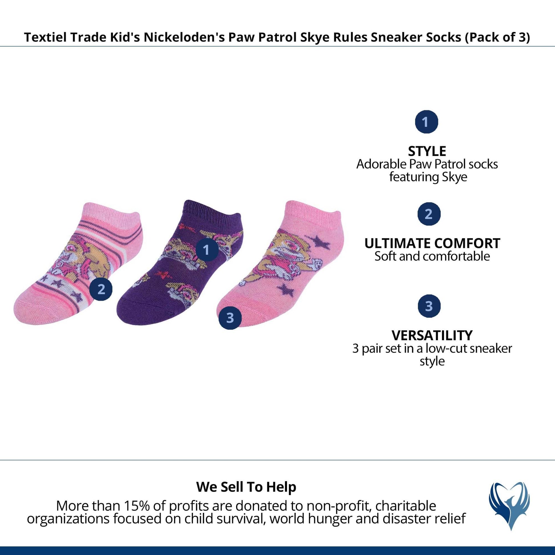 Textiel Trade Kid's Nickeloden's Paw Patrol Skye Rules Socks (Pack of 3) - Pink