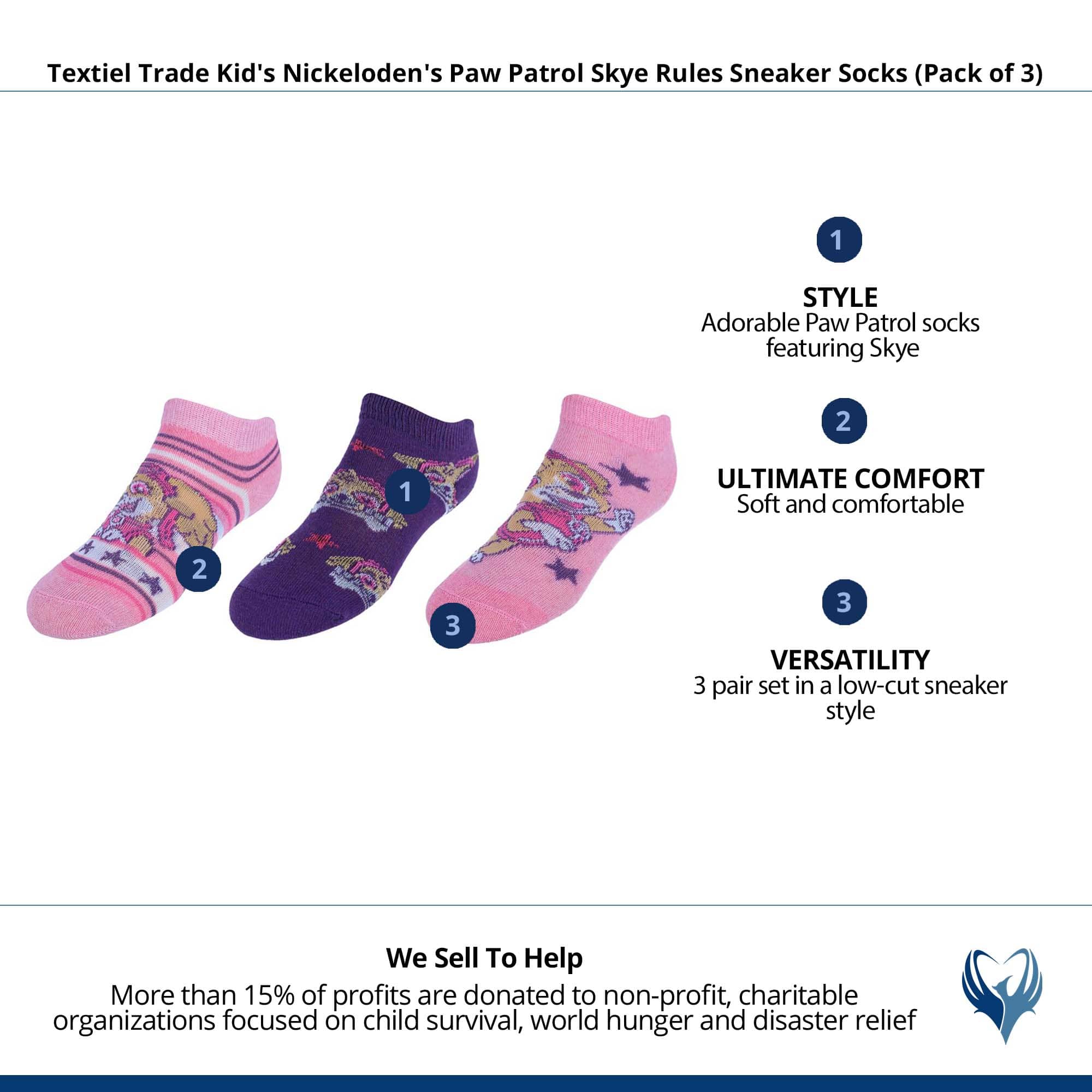 Textiel Trade Kid's Nickeloden's Paw Patrol Skye Rules Socks (Pack of 3) - Pink