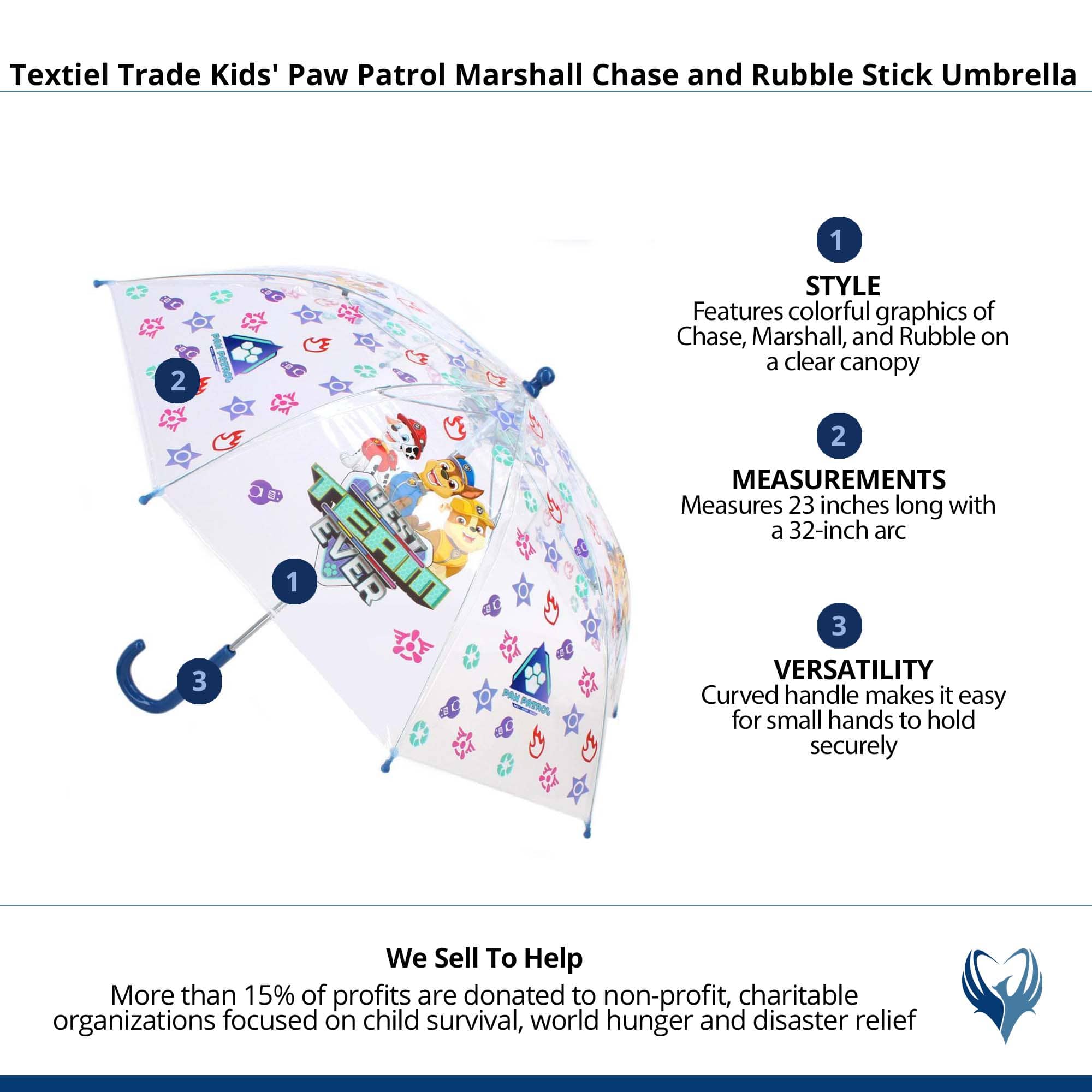 Textiel Trade Kids' Paw Patrol Marshall Chase and Rubble Stick Umbrella - Blue