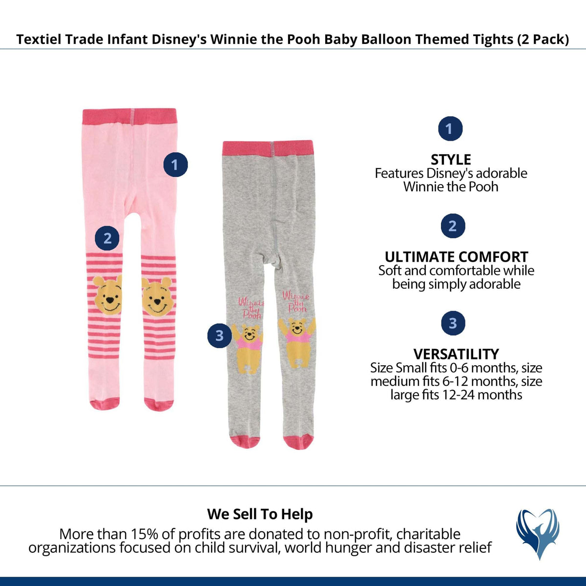 Textiel Trade Infant Disney's Winnie the Pooh Baby Balloon Tights (2 Pack) - Multiple