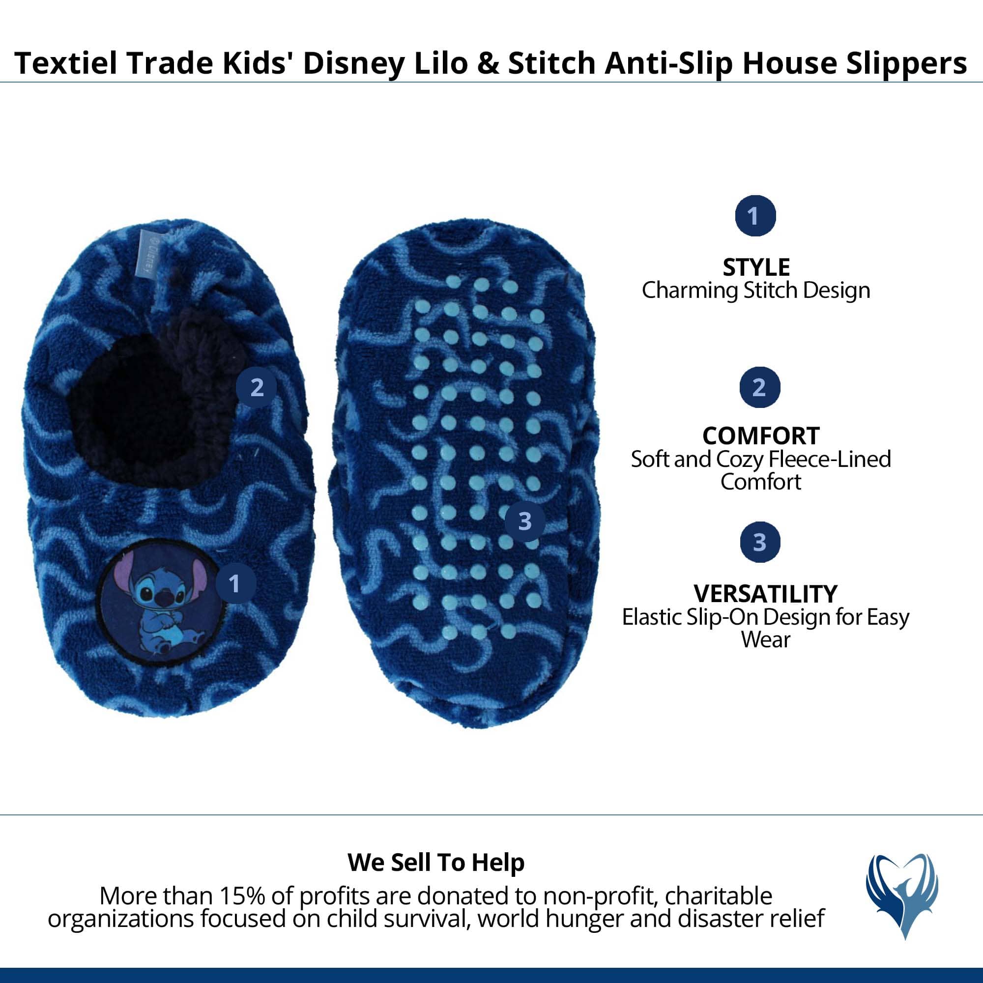 Textiel Trade Kids' Disney Lilo & Stitch Anti-Slip House Slippers - Blue