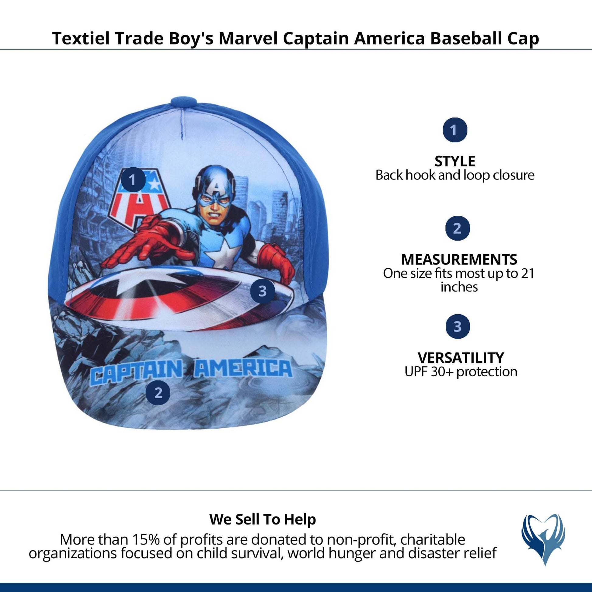 Textiel Trade Boy's Marvel Captain America Baseball Cap - Blue