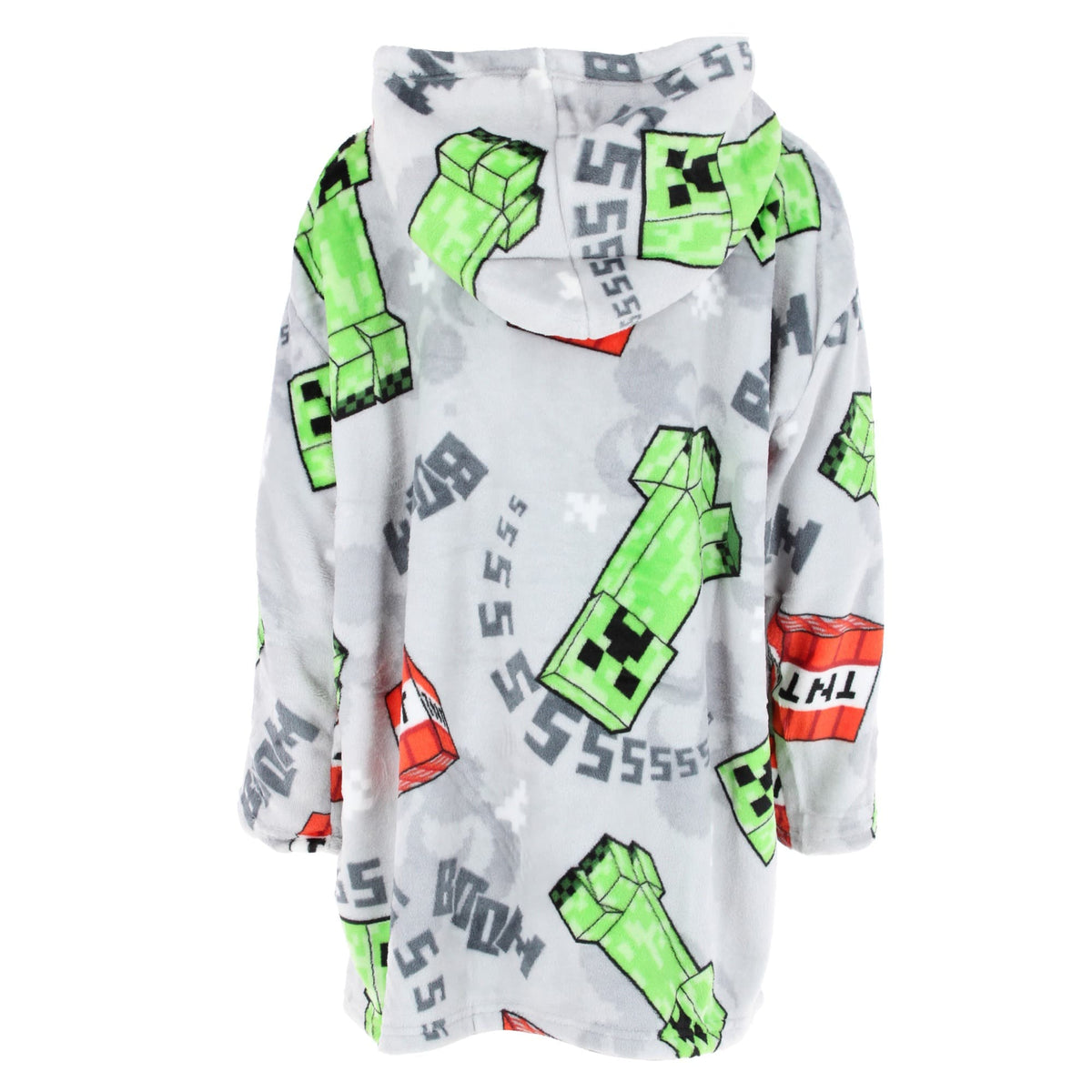 Textiel Trade Boy's Minecraft Plush Lounge Hoodie Blanket - Grey