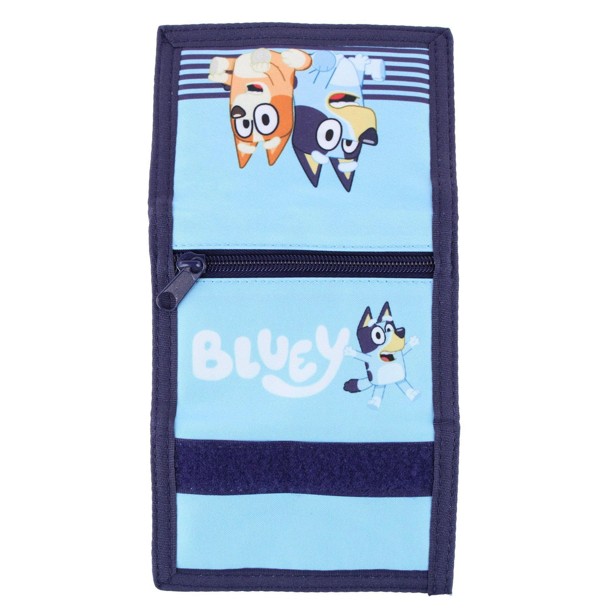 Textiel Trade Nickelodeon's Kid's Bluey & Bingo Hoo & Loop Tri-Fold Wallet - Blue
