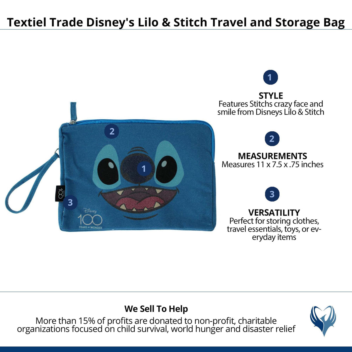 Textiel Trade Disney's Lilo & Stitch Travel and Storage Bag - Blue