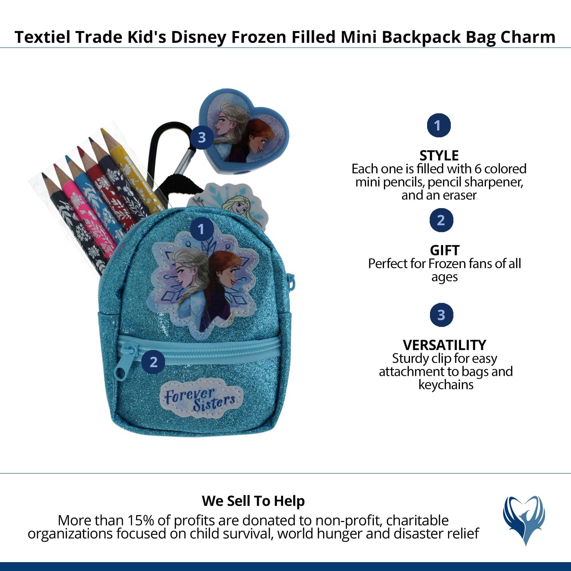 Textiel Trade Kid's Disney Frozen Filled Mini Backpack Bag Charm - Light Blue