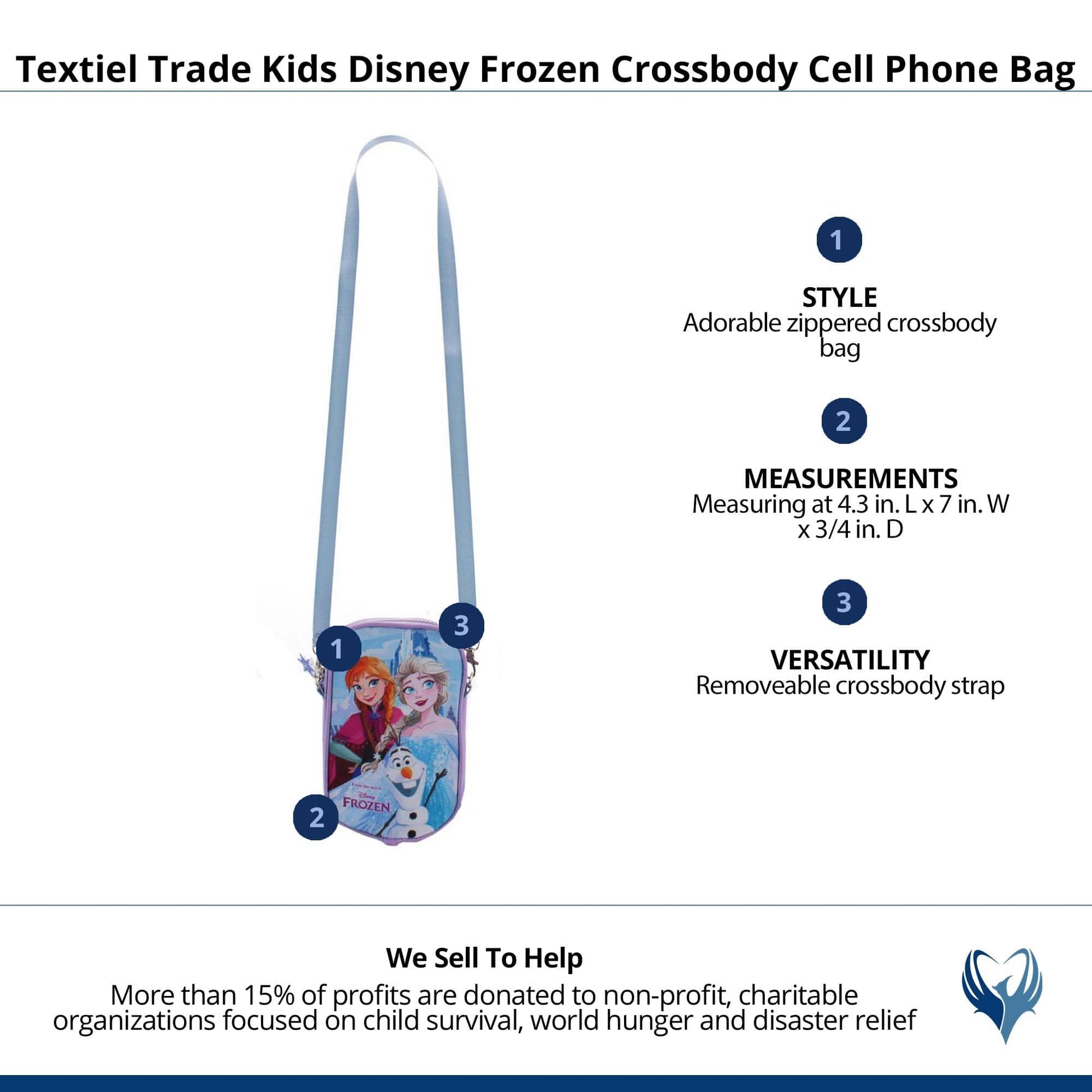Textiel Trade Kids Disney Frozen Crossbody Cell Phone Bag - Light Purple