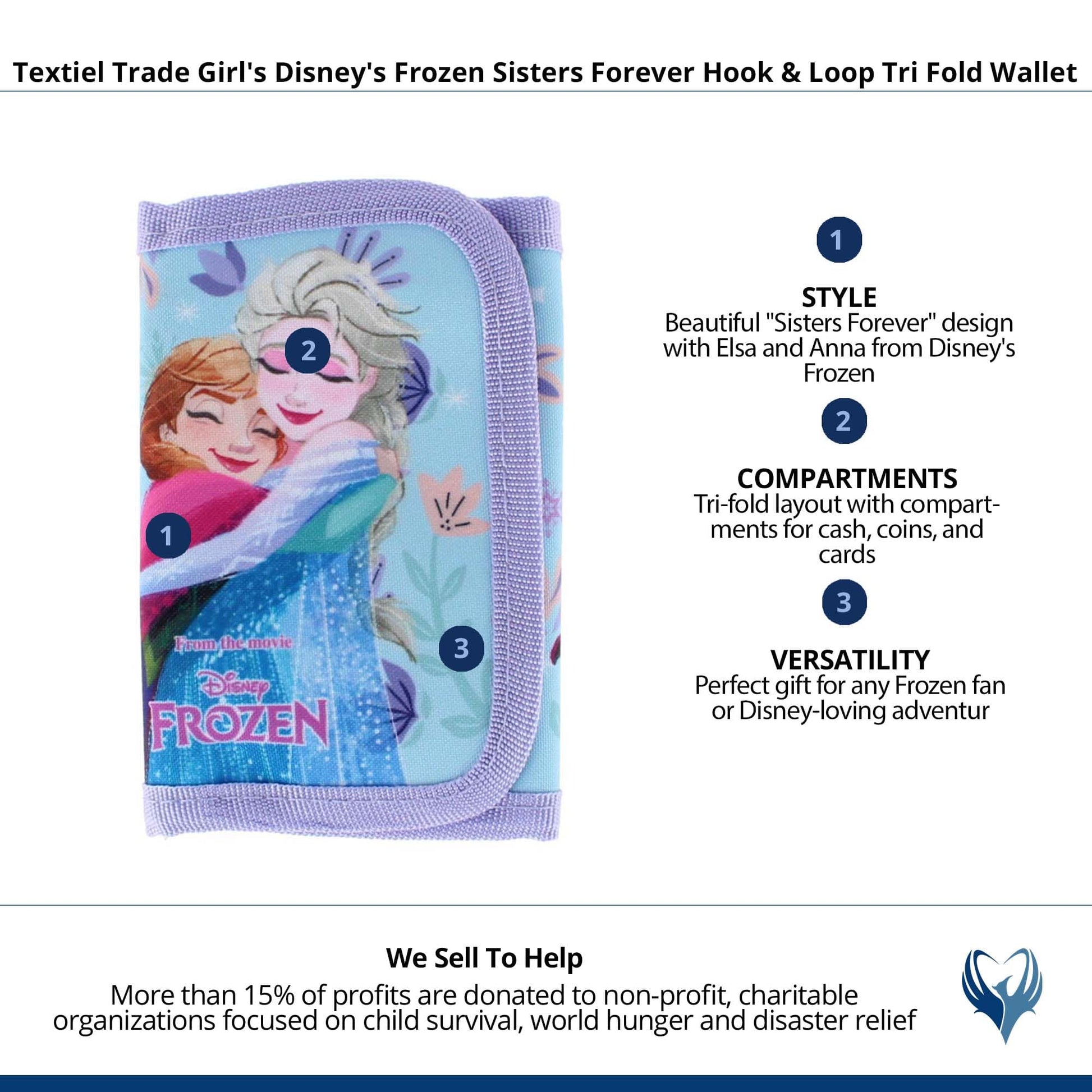 Textiel Trade Girl's Disney's Frozen Sisters Forever Tri Fold Wallet - Light Blue