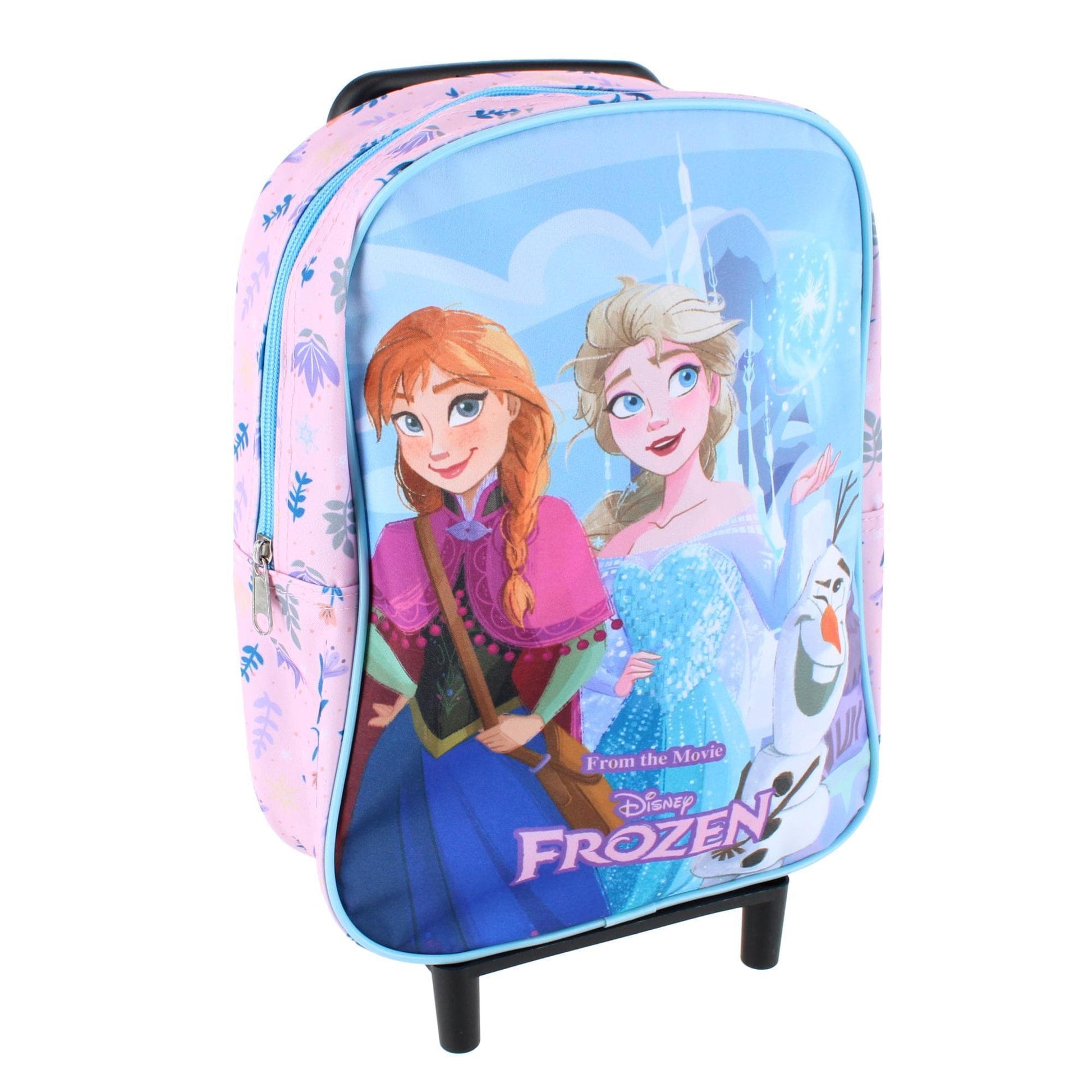 Textiel Trade Girls Anna & Elsa Frozen Rolling Backpack - Light Blue