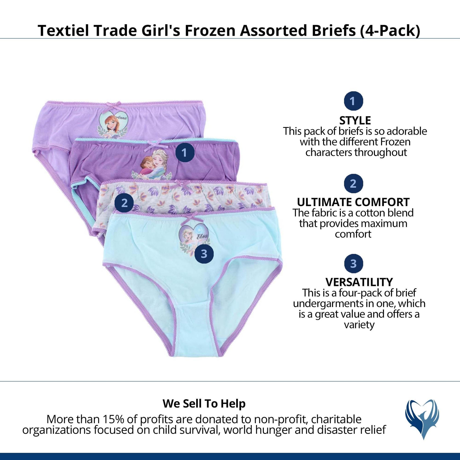 Textiel Trade Girl's Frozen Assorted Briefs (4-Pack) - Assorted