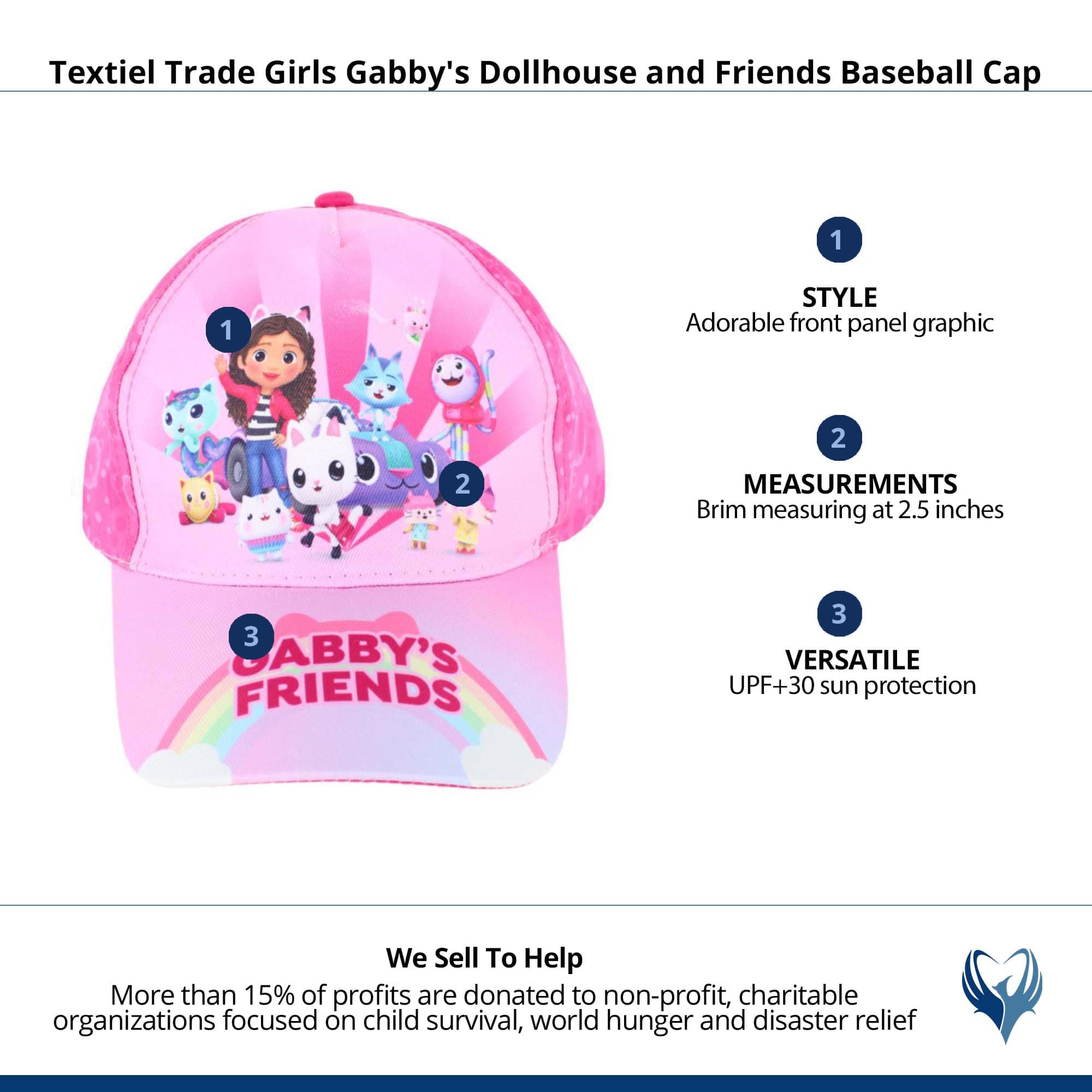 Textiel Trade Girls Gabby's Dollhouse and Friends Baseball Cap - Pink