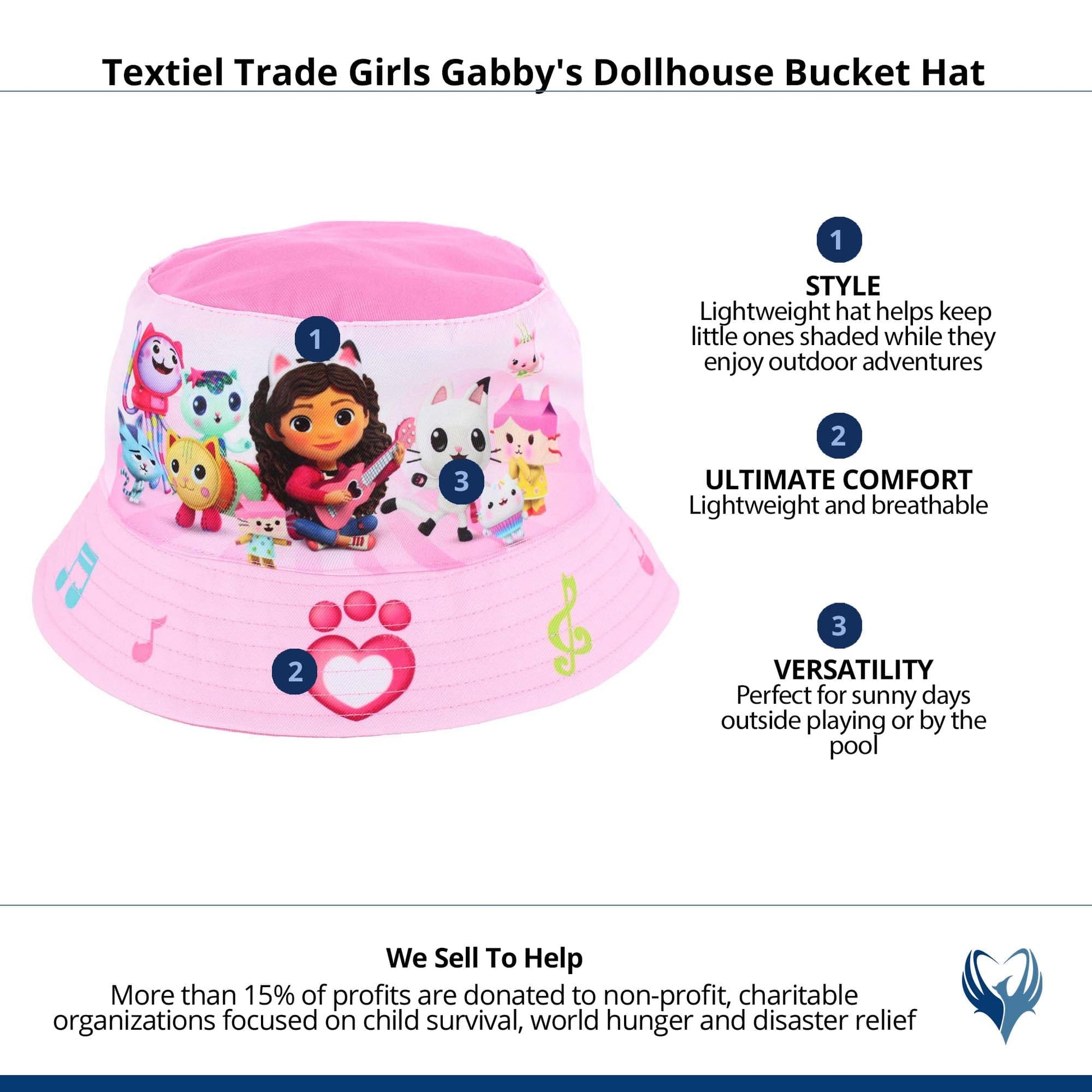 Textiel Trade Girls Gabby's Dollhouse Bucket Hat - Pink