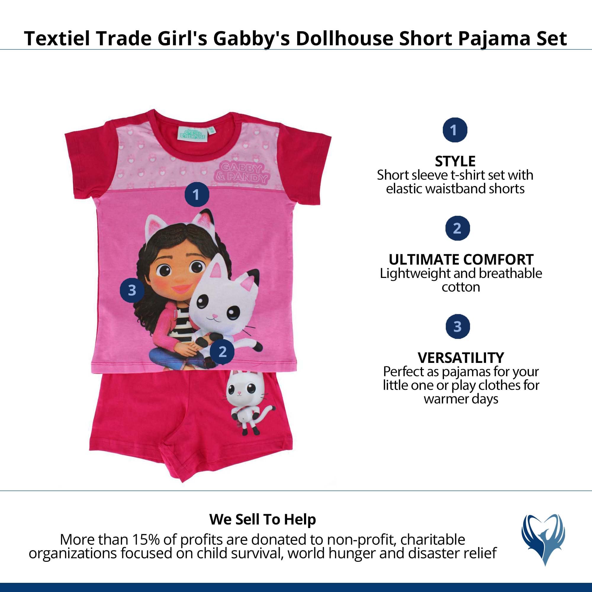 Textiel Trade Girl's Gabby's Dollhouse Short Pajama Set - Hot Pink