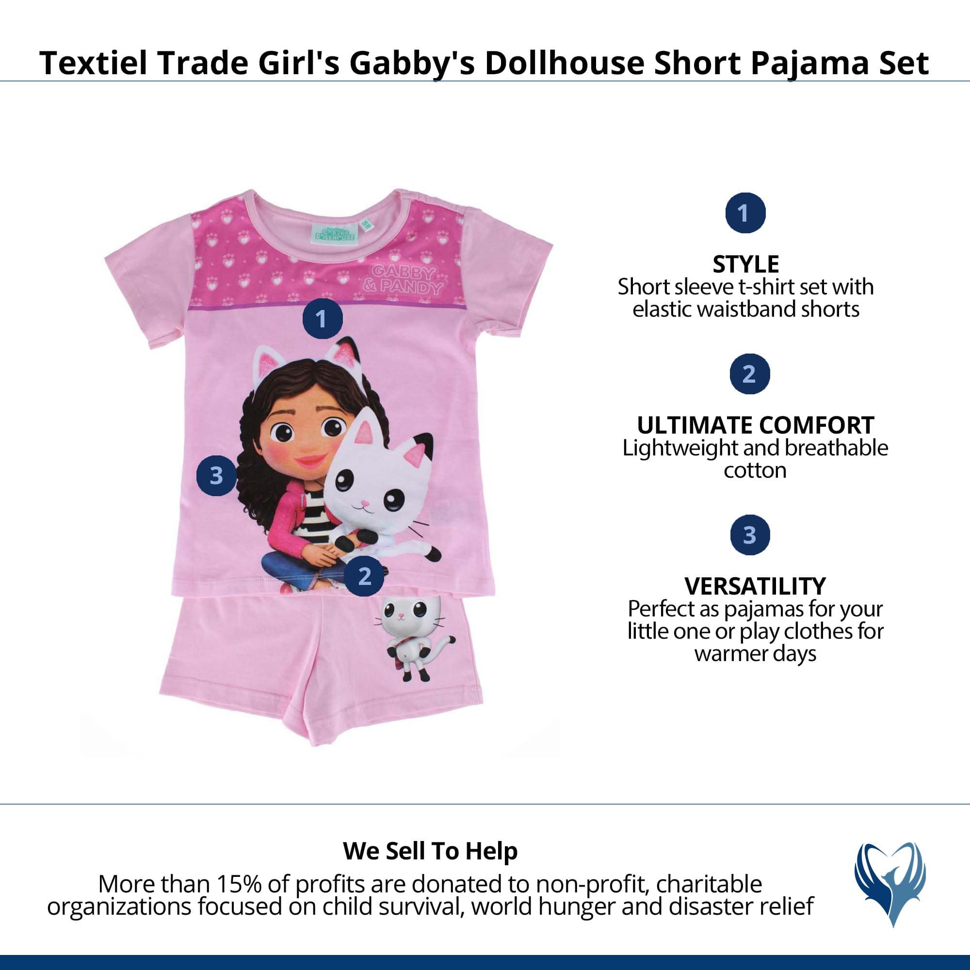 Textiel Trade Girl's Gabby's Dollhouse Short Pajama Set - Pink