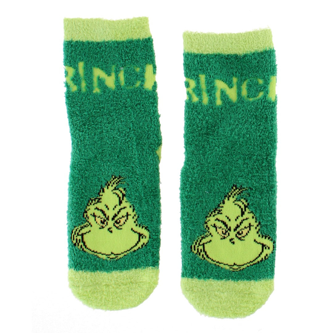 Textiel Trade Kid's Dr. Seuss The Grinch Comfy Gripper Socks (2 Pack) - Green and Red