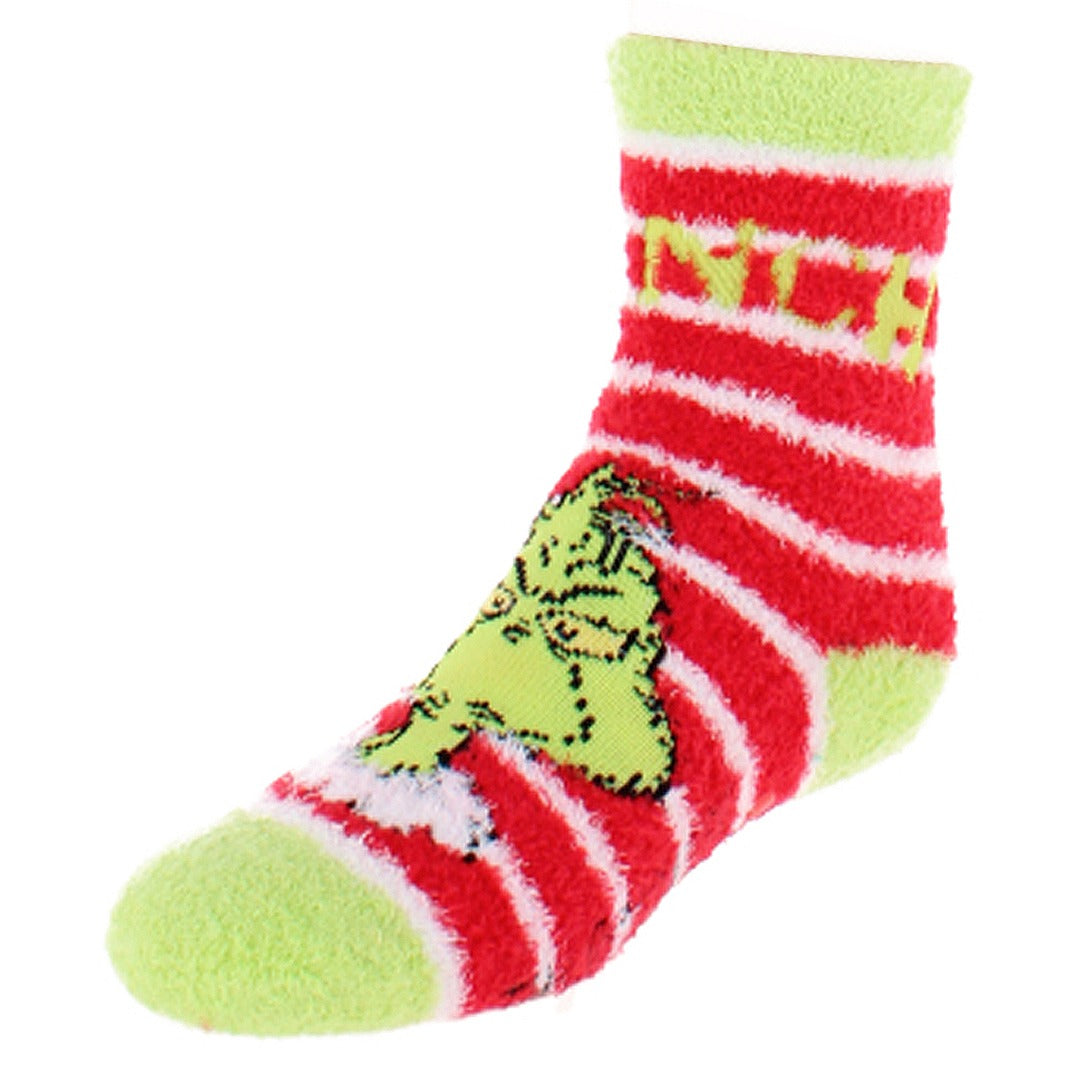 Textiel Trade Kid's Dr. Seuss The Grinch Comfy Gripper Socks (2 Pack) - Green and Red