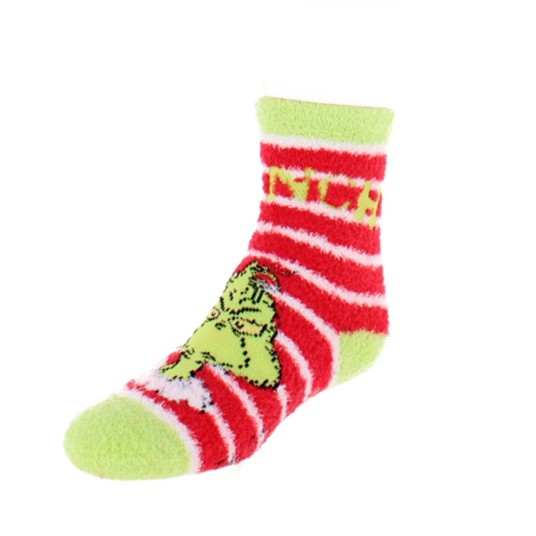 Textiel Trade Kid's Dr. Seuss The Grinch Comfy Gripper Socks (2 Pack) - Green and Red